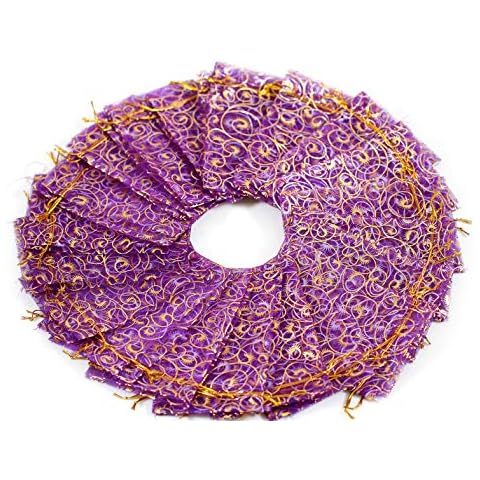 EDENKISS drawstring Organza Jewelry Pouch Bags Eyelash Gold 4X6 (Purple) Cover