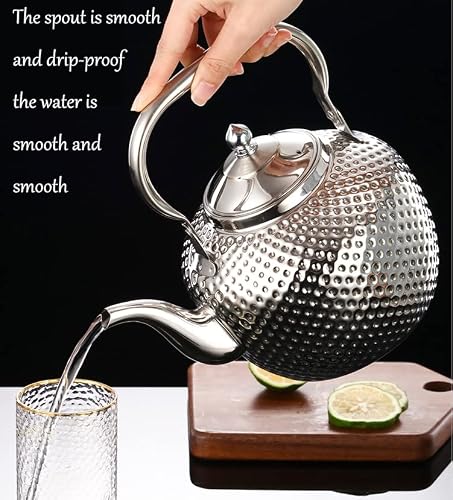 Whistle Teapot Stovetop Food Grade Stainless Steel Kettle, Quick Boil, With Anti-Scald Handle And Lid, 2.1 Quart, Tea Strainer Included For Easy Tea, Coffee, Gold, 2L #TOP4