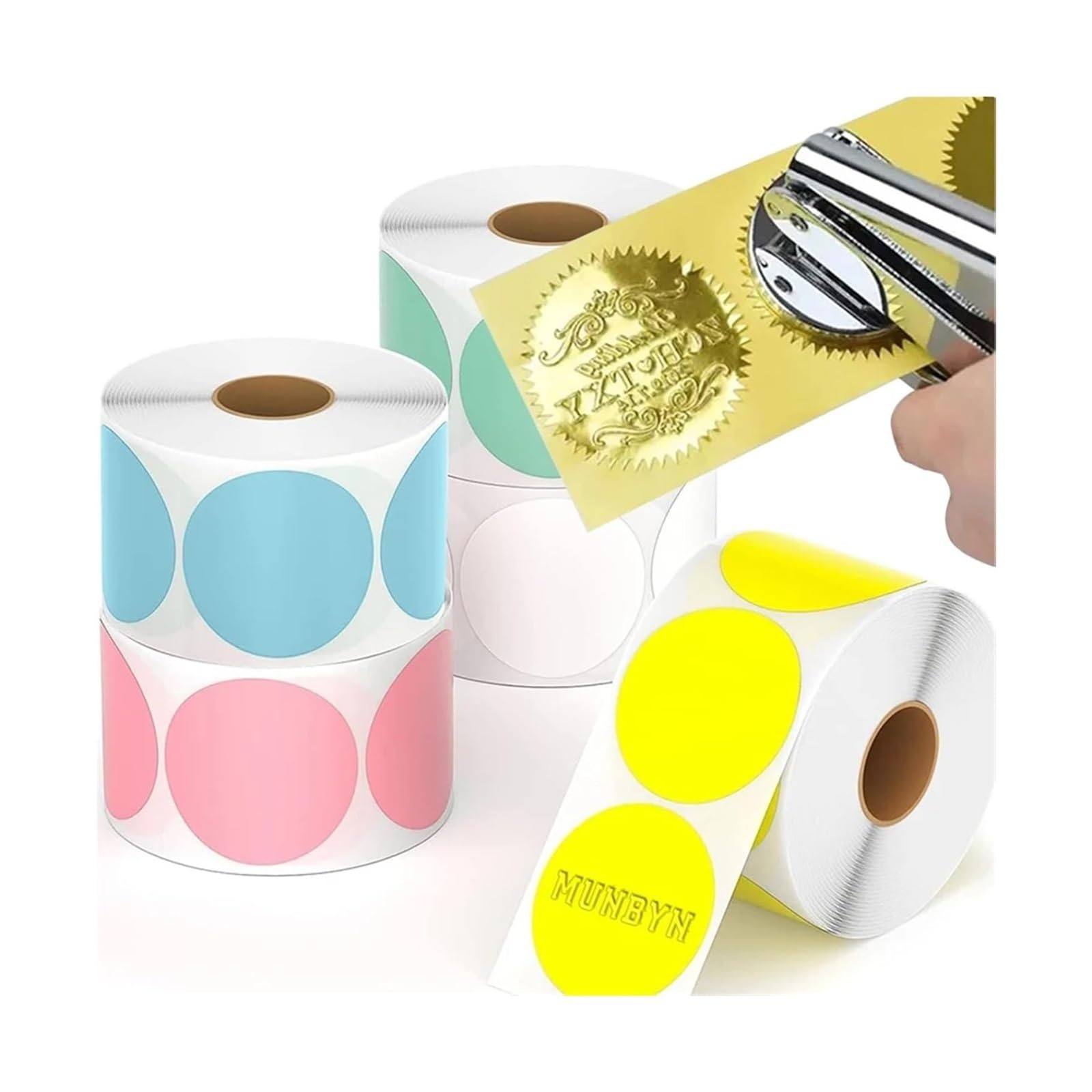 sigillo di confezione adesivo, Adesivi con timbro in rilievo rotondo multicolore da 5 cm, confezione 500(Green)