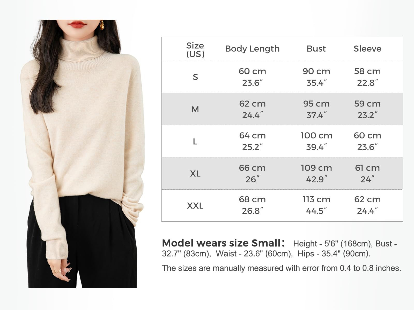 Chanyarn Maglione da Donna 100% Lana Merino Collo Alto 2025 Casual a Maniche Lunghe Senza Cuciture Maglia Maglione