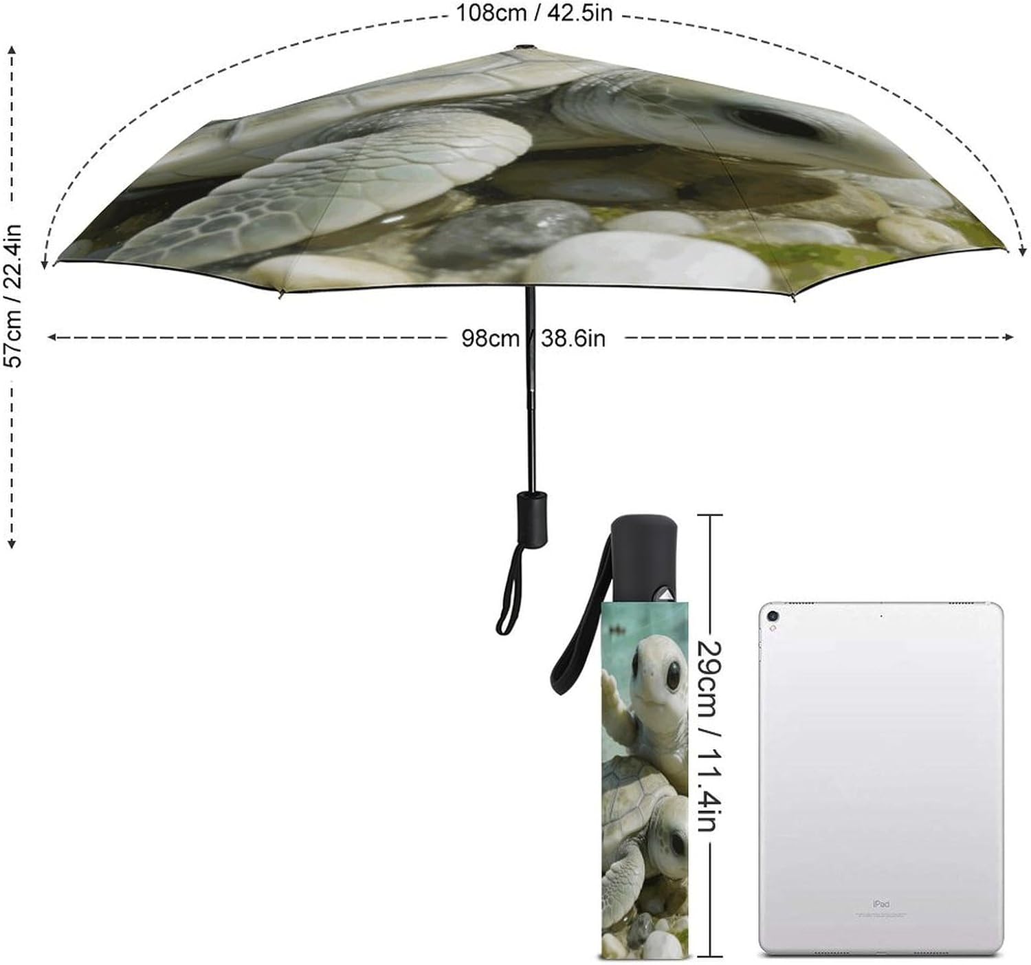 Shallow Beach Encounter Umbrella,Automatic Open 3 Folding Umbrella Strong And Portable Durable Premium Grip Travel Umbrella for Men And Women Fits Car And Backpack