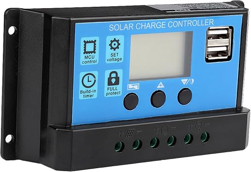 Solar Charge Controller 12V 24V,60A Auto Solar Charge Controller Solar Panel Battery Regulator Dual USB LCD Display,Solar Charge Controller PWM Controller(60A)