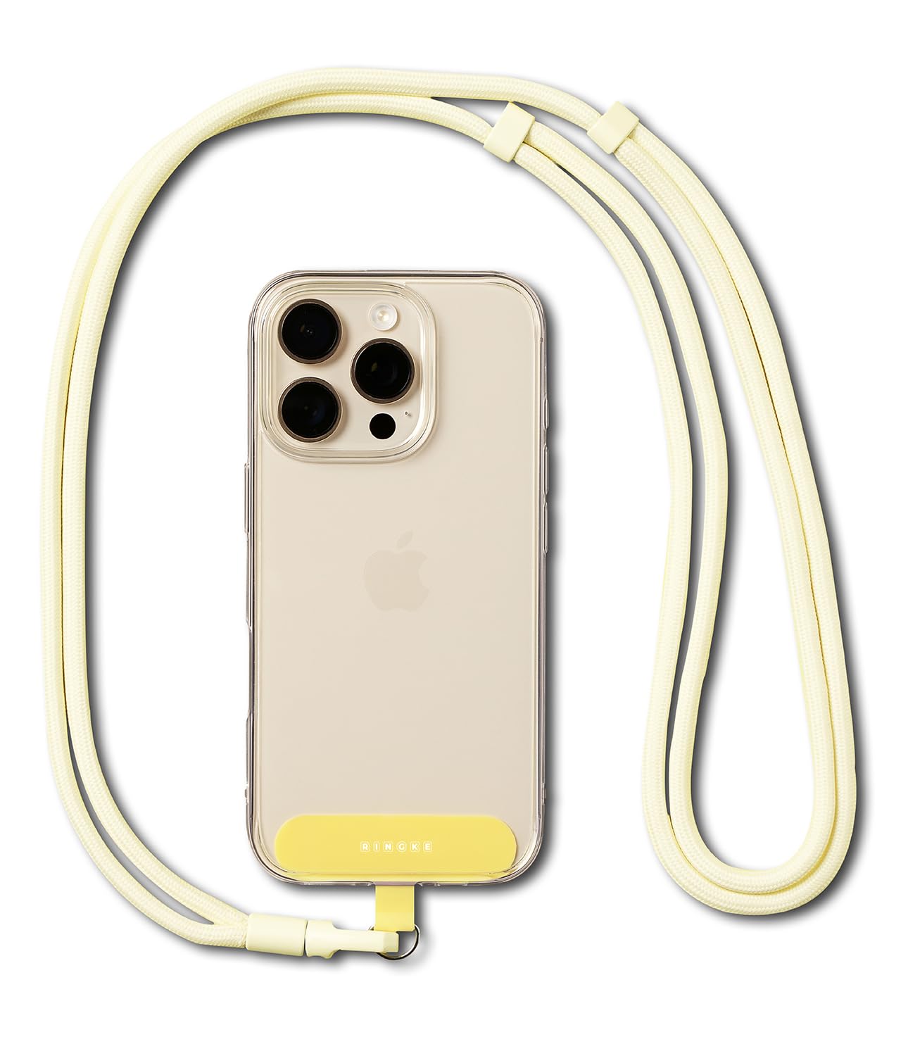 Ringke Holder Link Flow Shoulder Strap [Y Type] with TPU Tether Tab, Adjustable Tangle-Free Polyester Sturdy Rope Crossbody Lanyard Compatible with Universal Smartphone Case, etc. - Butter Yellow