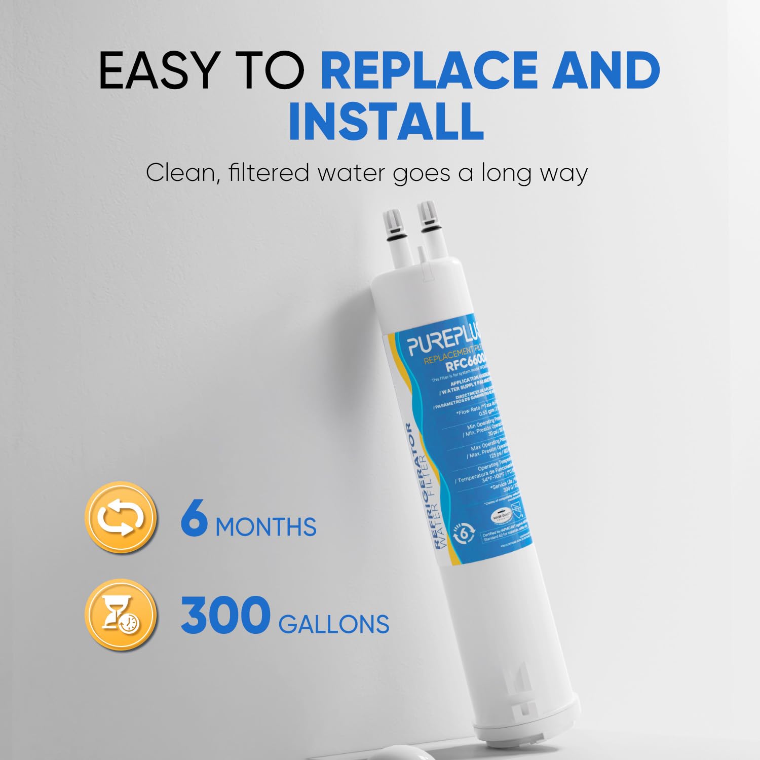 PUREPLUS 9030 Filtro dell'acqua di ricambio per frigorifero, compatibile con 46-9030, 9030, 46-9083, 9083, 4396841, 4396710, EDR3RXD1, filtro 3, filtro dell'acqua del frigorifero, confezione da 4