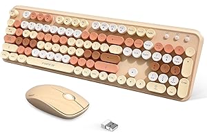 FOPETT Wireless Keyboard and Mouse, Orange Color