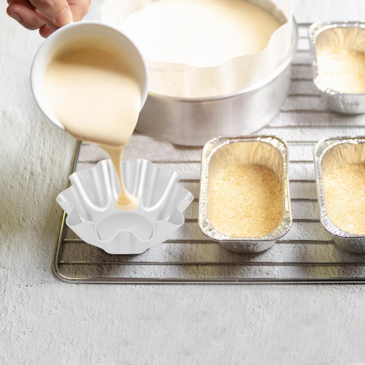 Luxshiny 12 moldes para tartaletas de huevo, herramientas para hornear tartaletas, moldes de gelatina de metal, moldes para tartas, moldes antiadherentes, moldes para pudín, utensilios de cocina,