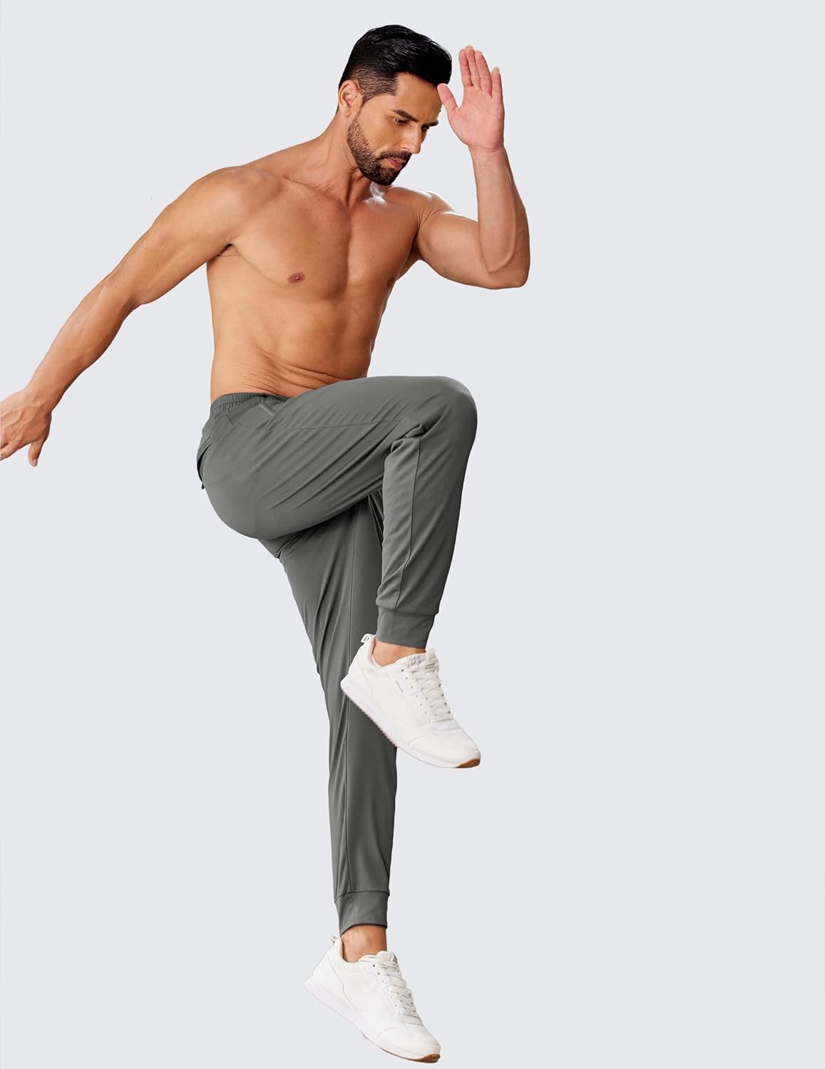 PINSPARK Men's Joggers with Zipper Pockets Stretch Lightweight Athletic Track Pants Gym Quick Dry Workout Pants for Men - Image 6