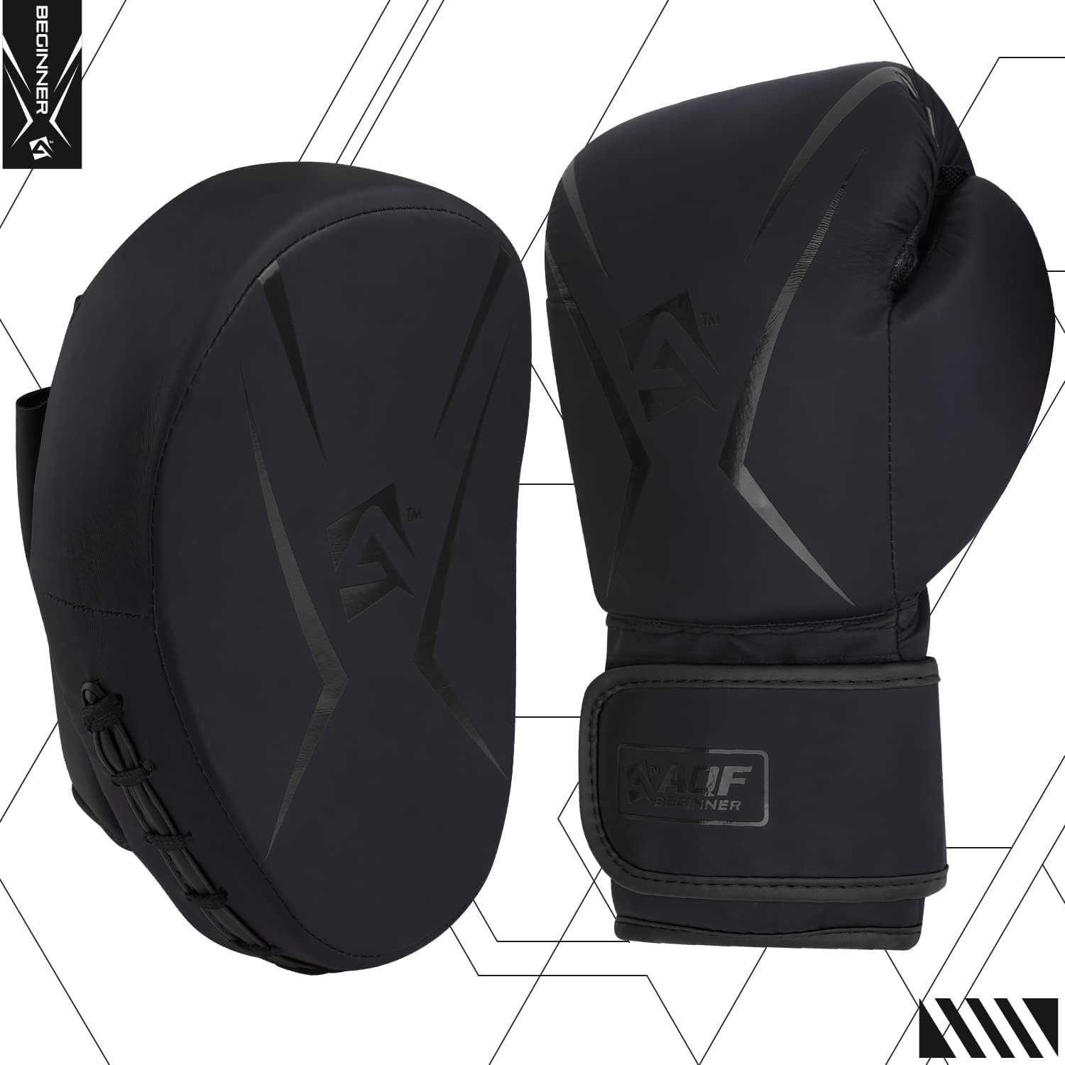 AQF Guantoni Da Boxe Con Colpitori Boxe, Adulto Kit Di Kick Boxing, Guanti Pugilato & Pao Muay Thai Set Per Sacco Da Box Allenamento, Boxing, MMA, Karate & Arti Marziali Uomo Donna