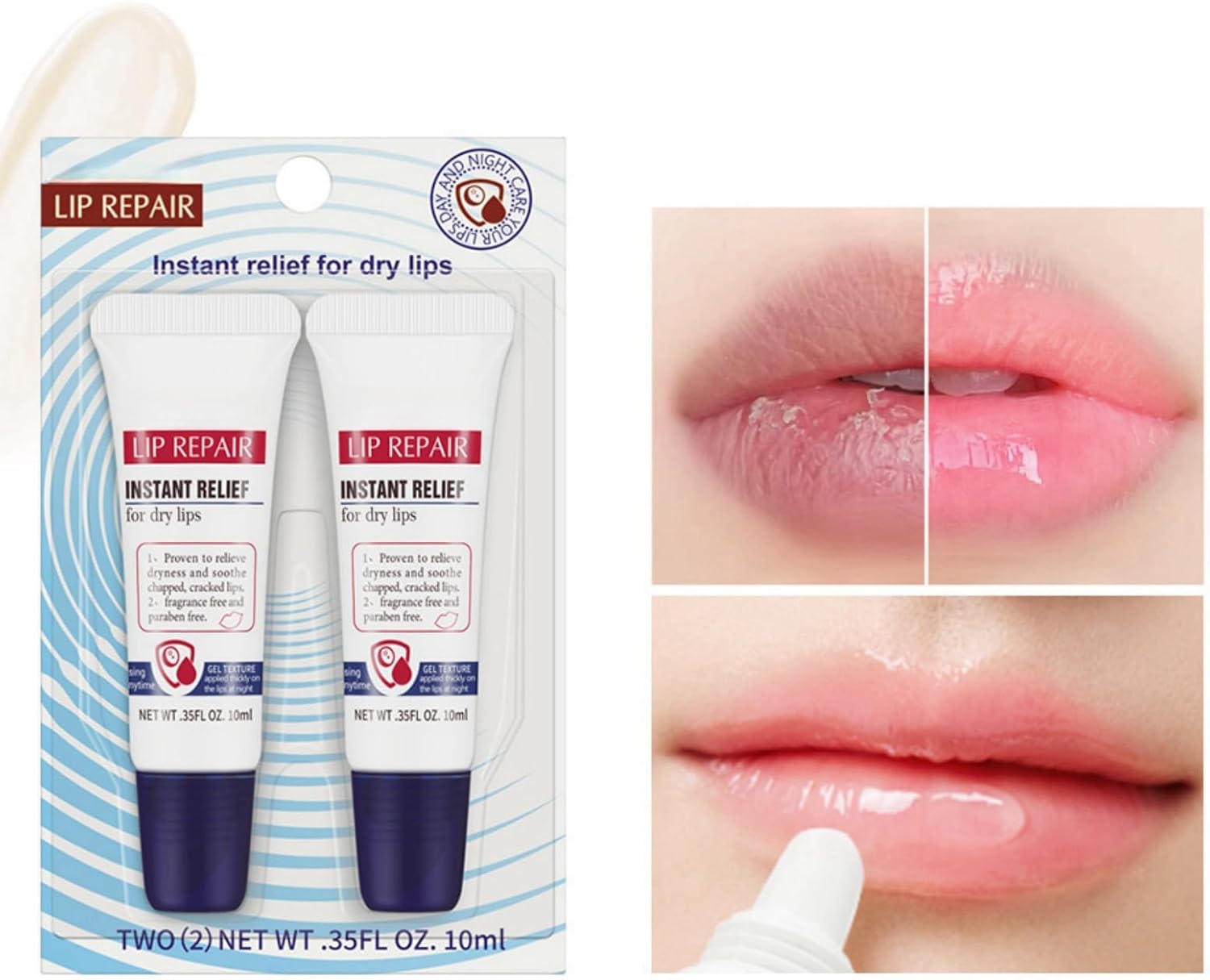 2PCS Lip Repair Ointment,Lip Balm Set,Lip Repair Cream for Dry Cracked Lips,Long Lasting Moisturising Lip Care,Lip Tube Moisturizer Intensive Lip Repair,Hydrating Lip Balm,Lip Treatment for Dry Lips