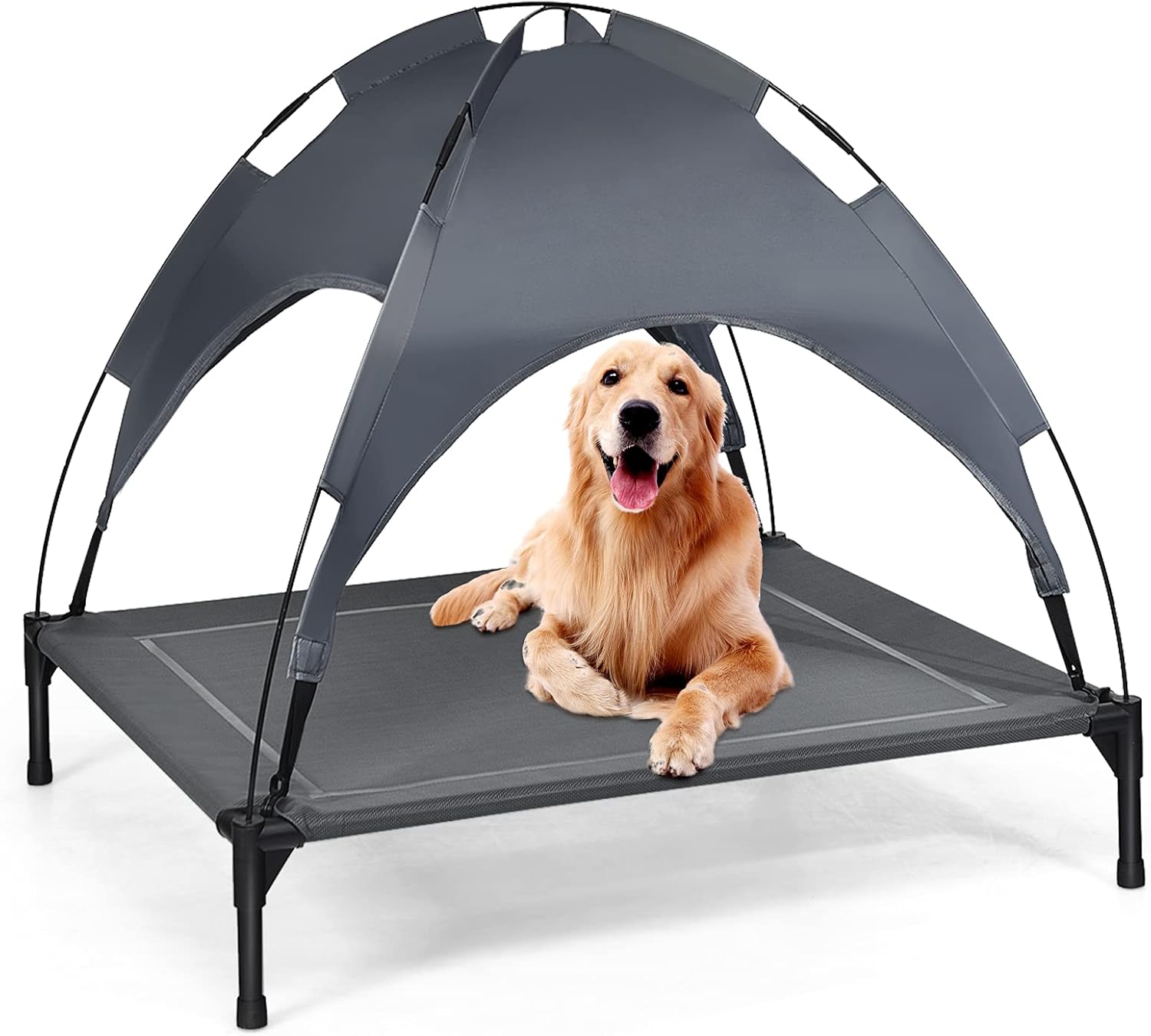 Maxmass Elevated Pet Cot, Cooling Raised Dog Bed with Detachable Canopy