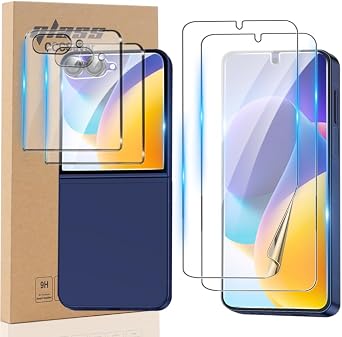 for [2 Samsung Galaxy Z Flip 7 / Flip 8 Front Small Screen Protector + 2 Flip 7/8 Inner Flexible Soft EPU Film] Case Friendly, Anti-Shatter, Bubble Free for Samsung Galaxy Z Flip8 / Flip7 Screen Protector