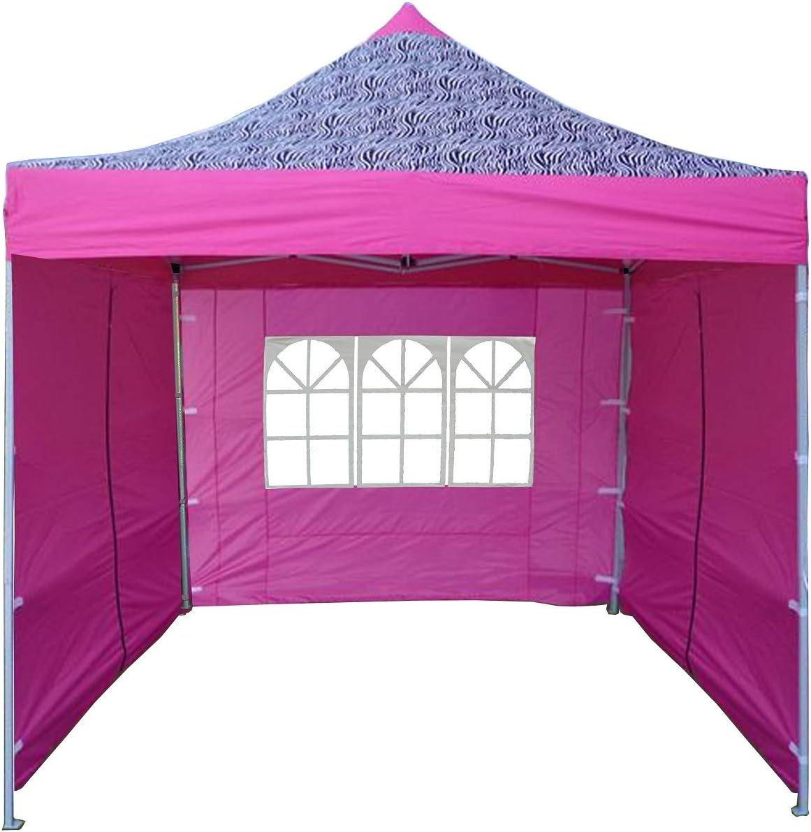 DELTA Canopies 10'x10' Ez Pop up Canopy Party Tent Instant Gazebo 100% Waterproof Top with 4 Removable Pink Zebra - E Model