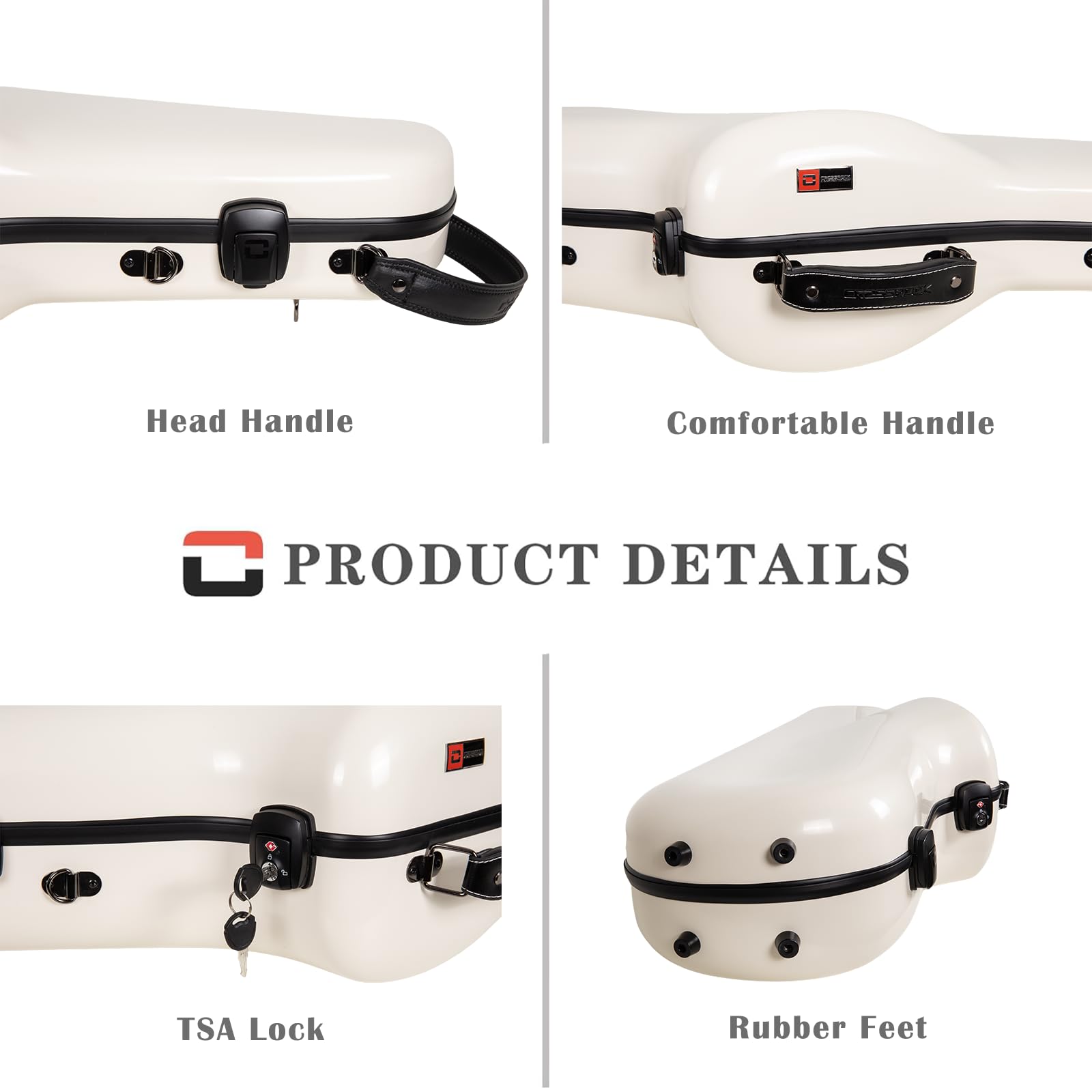 Crossrock Fiberglass Alto Saxophone Case | Glossy Milky White Finish | Reinforced Shell, Upgraded Interior, TSA Lock, Backpack Straps – Pro Travel Protection?CRF2020ASMW?
