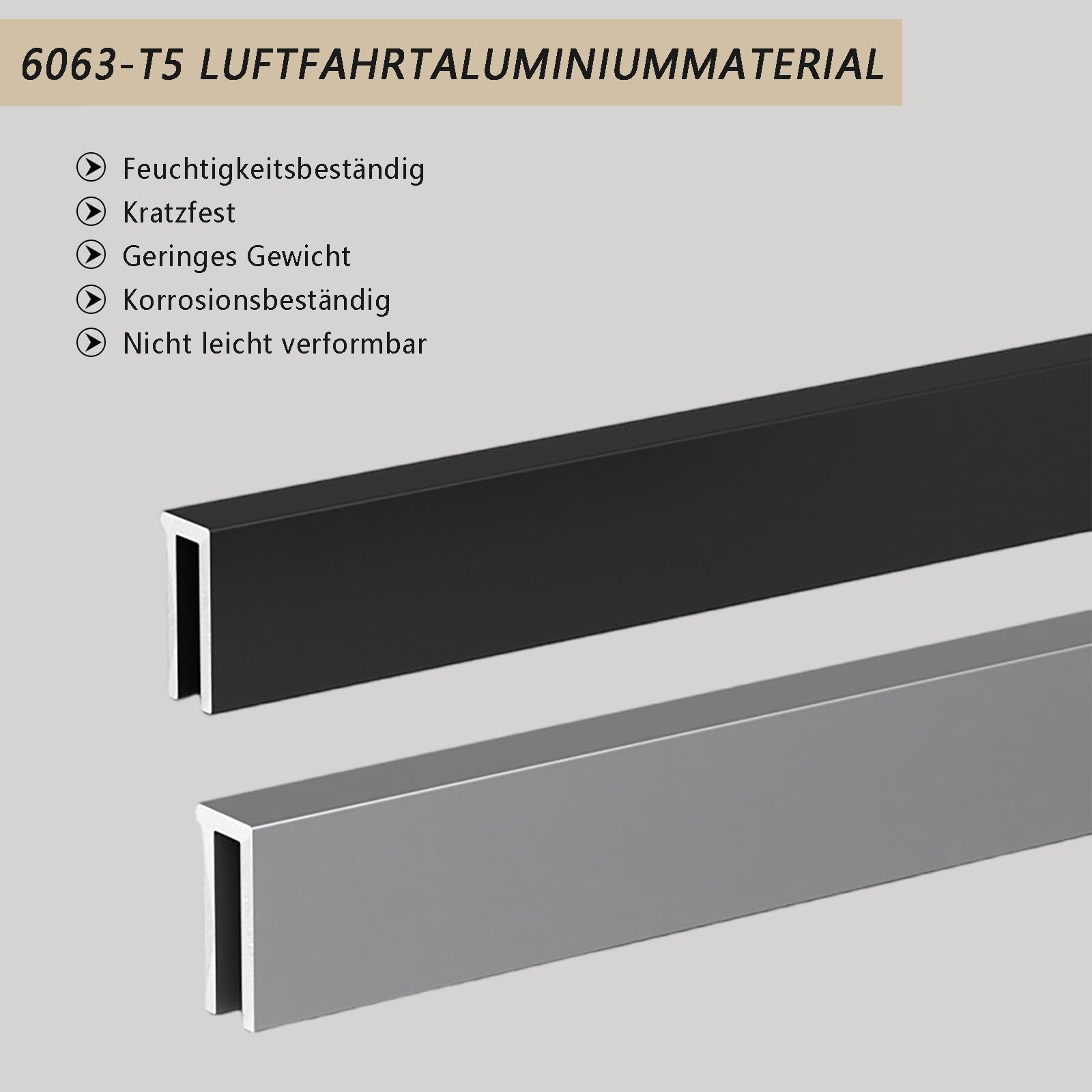 Rodapiés De Aluminio Elegantes, 125cm, Juego De 4, Resistentes Al Desgaste Y A La Luz, Molduras De Suelo Modernas Para Oficina Y Hogar, Decorativos Y Duraderos(Grau)