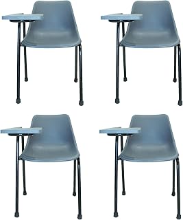Finch Fox Student Chair with Writing Pad, Heavy 1" Inch Pipe, Anti Skid Buffer, in Grey Color (Set of 4) with 1 Year Warranty Price In India