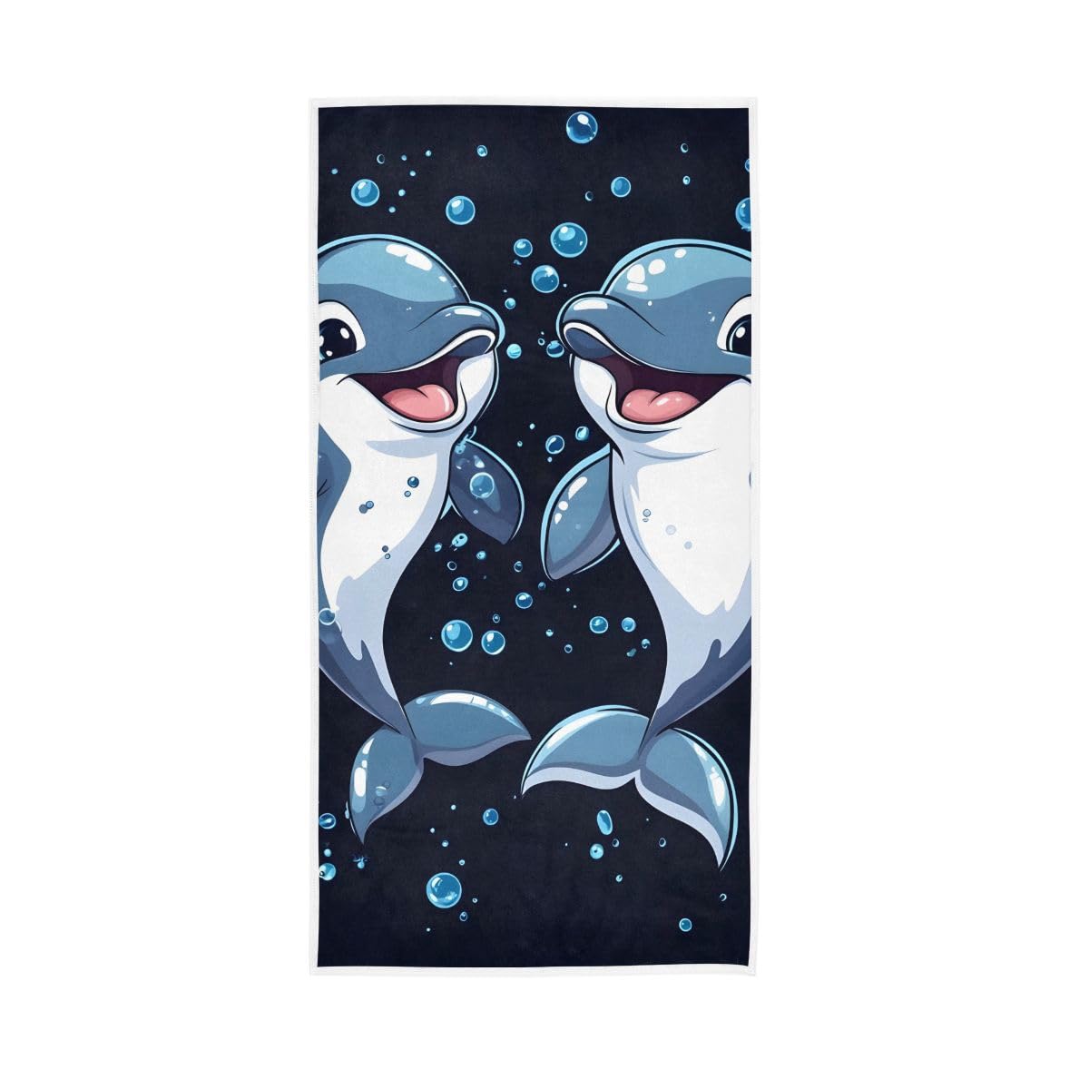 LSRCPD Cute Cartoon Dolphins Face Towels for Bathroom, Hand Towel for Bathroom, Shower, Hotel, Spa 15 x 30 Inches