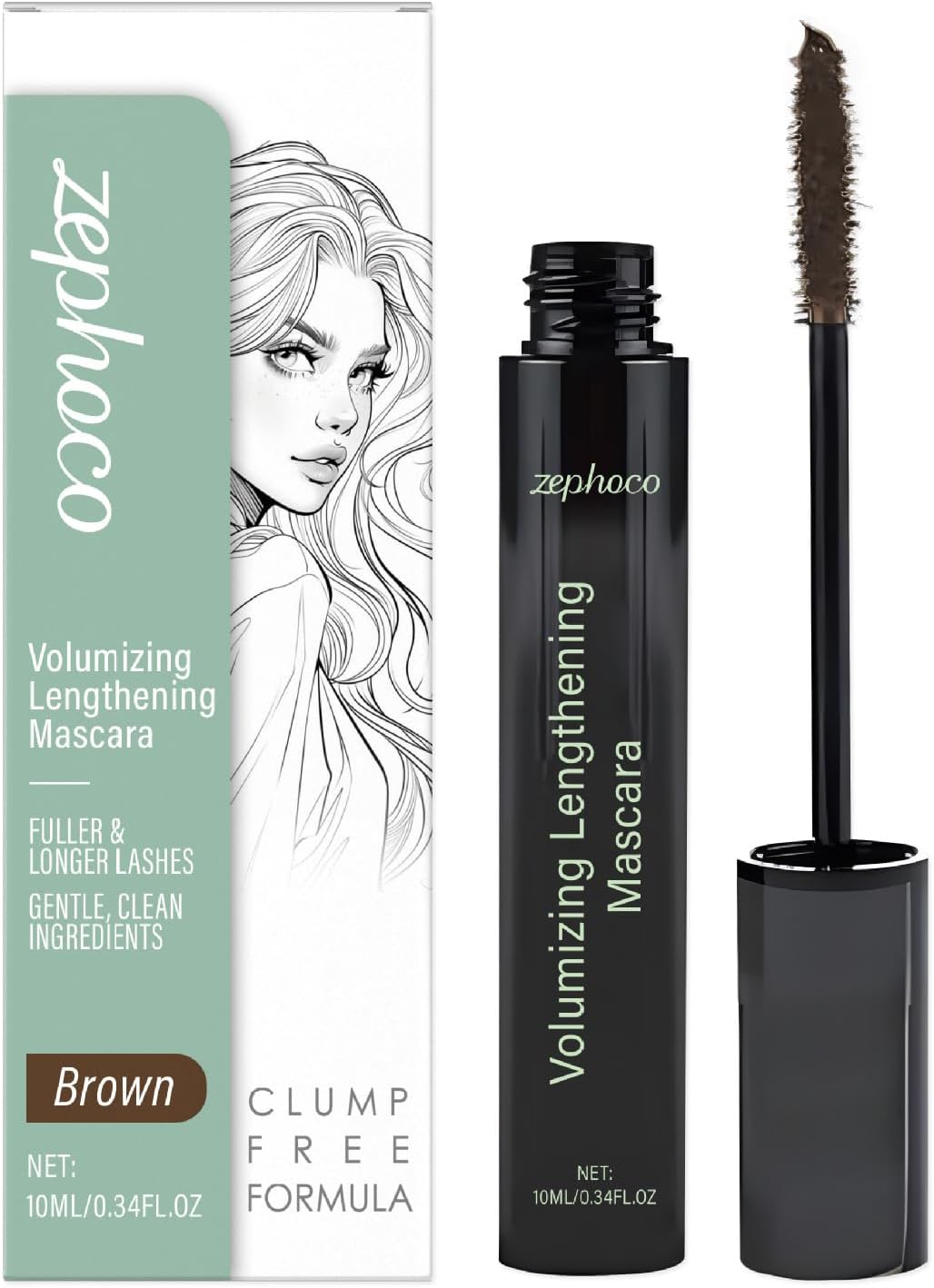 Espresso Brown Mascara- Volumizing & Lengthening No Clump Smudge-Proof Makeup for Lashes- Beauty Products for Women