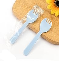 Vista 9 de 100 tenedores desechables de plástico duradero y ecológicos, tenedores y cucharas 2 en 1, ideales para almuerzos escolares, pícnics o restaurantes
