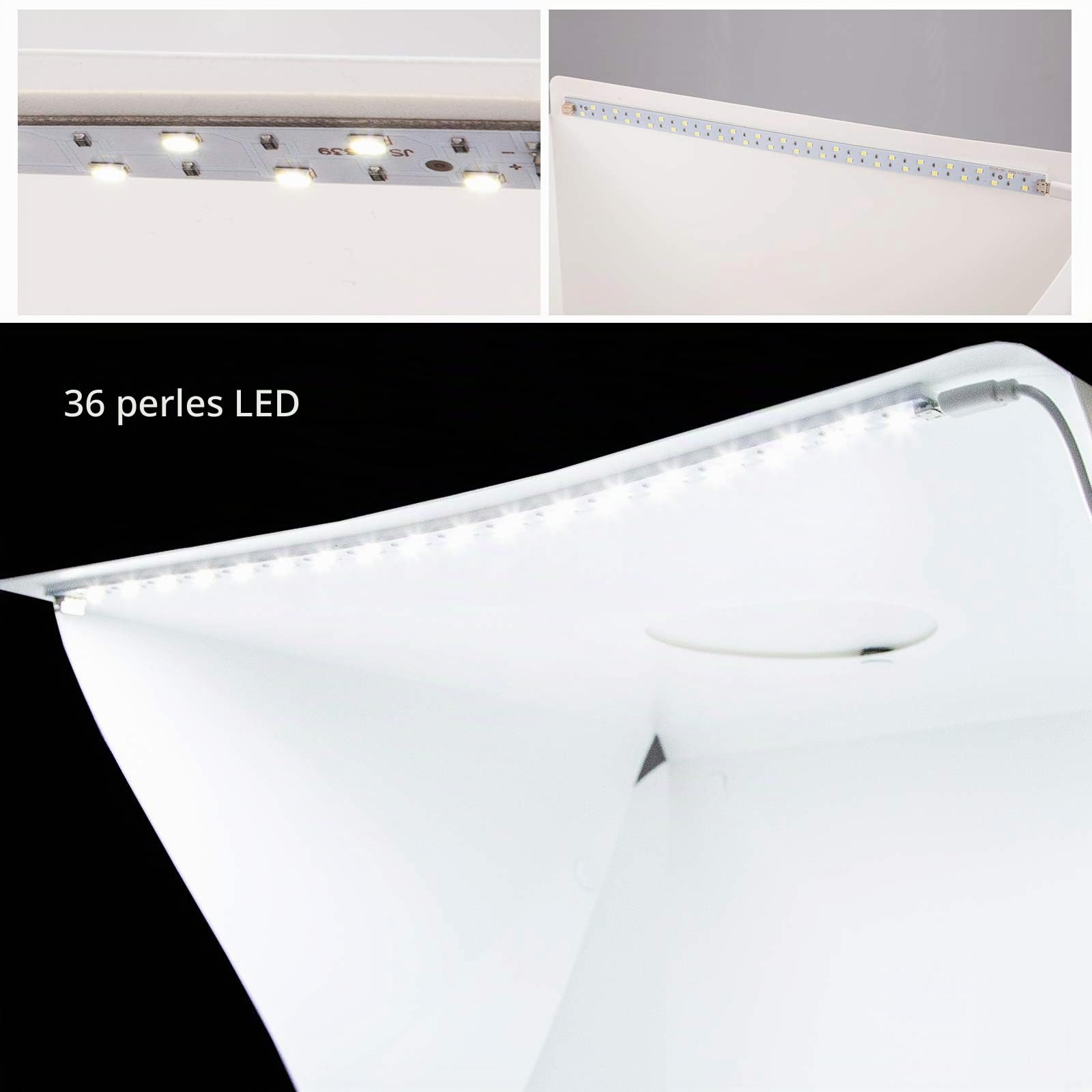 Mini Studio Photo Boîte à Lumière LED Lightbox Cube Lumineux 40x40cm Tente de Shooting Pliant Portable avec Fond Noir/Blanc pour Bijoux, Jouets, Montres Photographie etc