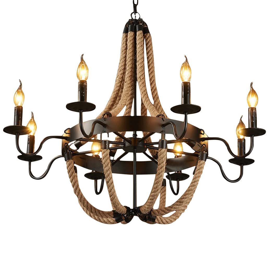 Lustre en corde de chanvre vintage pour cuisine et chambre suspension industrielle