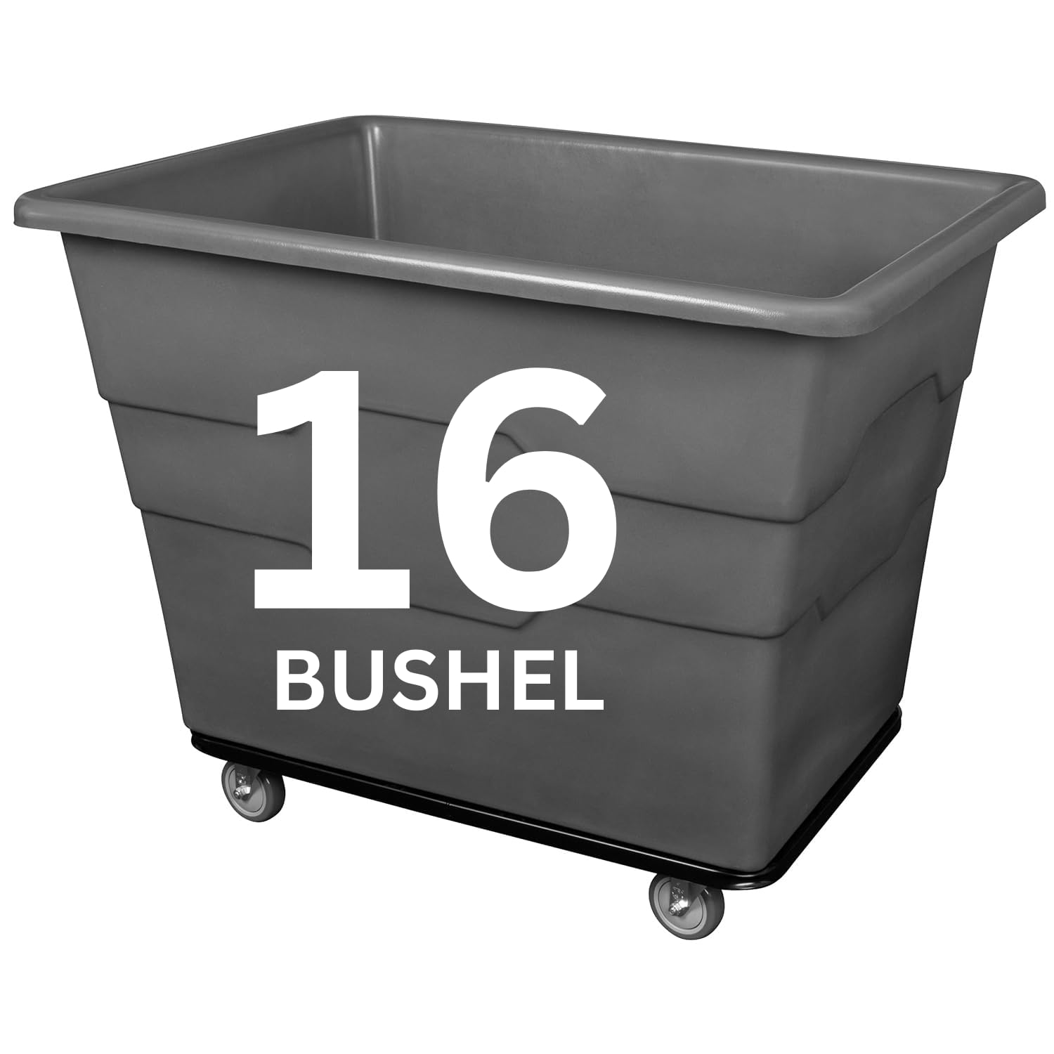 Photo 1 of *Used/Scratches* ReadySpace Commercial 16 Bushel Utility Cart with Steel Base, Poly Box Basket Truck, Laundry Cart, and Rolling Trash Bin, 47-Inch x 34.75-Inch x 35.5-Inch, 1000 Pound Weight Capacity, Gray