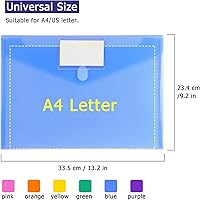 Vista 3 de Tamaki 6 Pack Plastic Envelopes Poly Envelope Folder Clear Document Plastic File Folders Organization with Hook & Loop Closure, Letter Size/A4