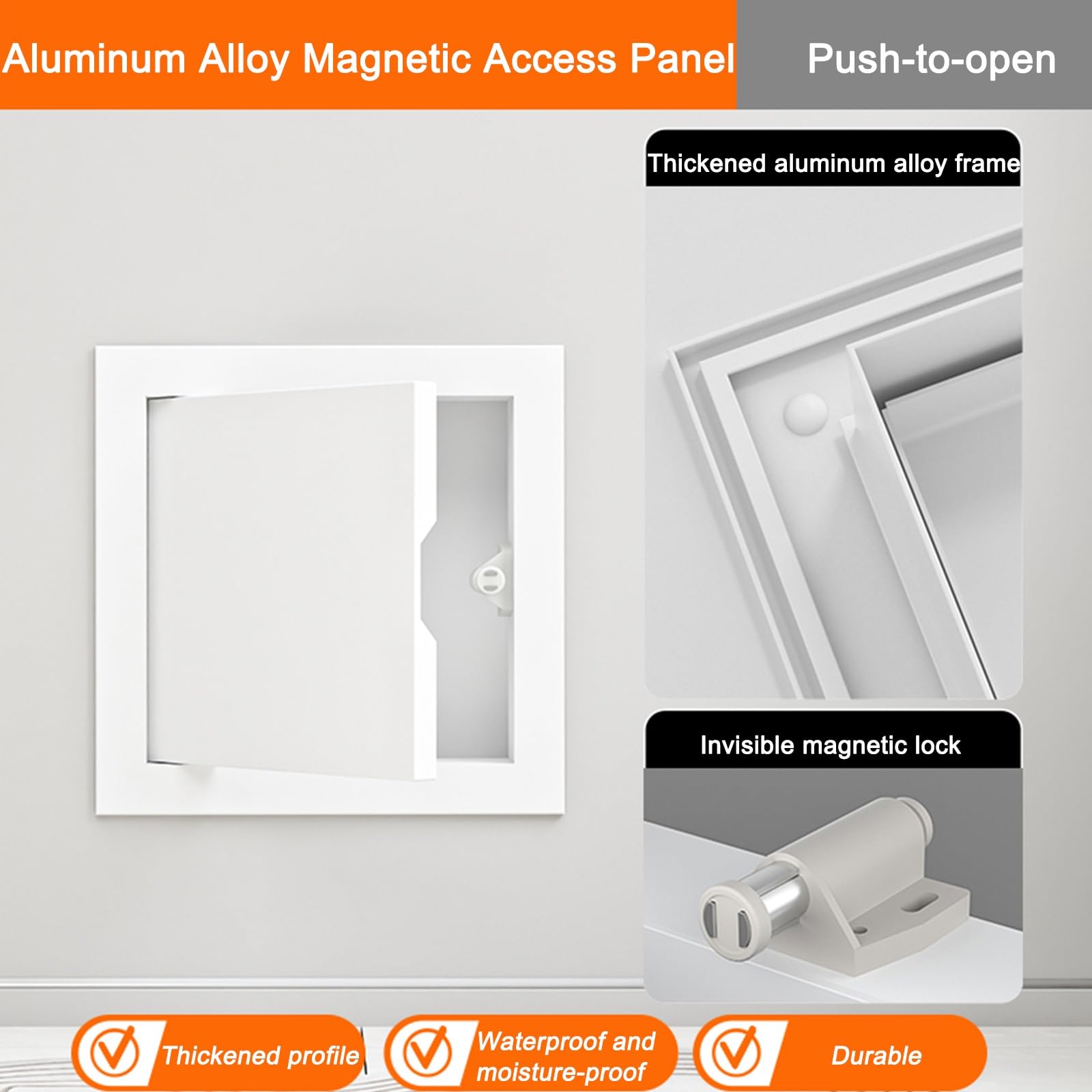 Decorative Aluminum Access Panel – 5.9x7.8 Inch Hole Cover With Push-to-Open Button, Concealed Drywall Door For Ceiling & Wall, Black