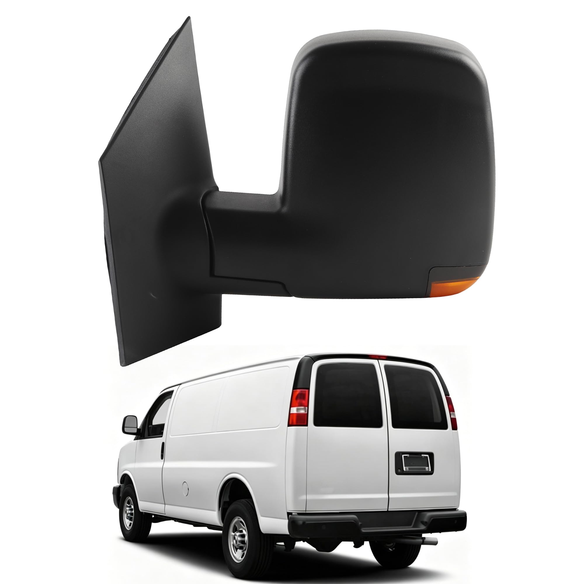 Dasbecan Left Side Mirror Compatible with 08-17 Chevy Express Black 8pins