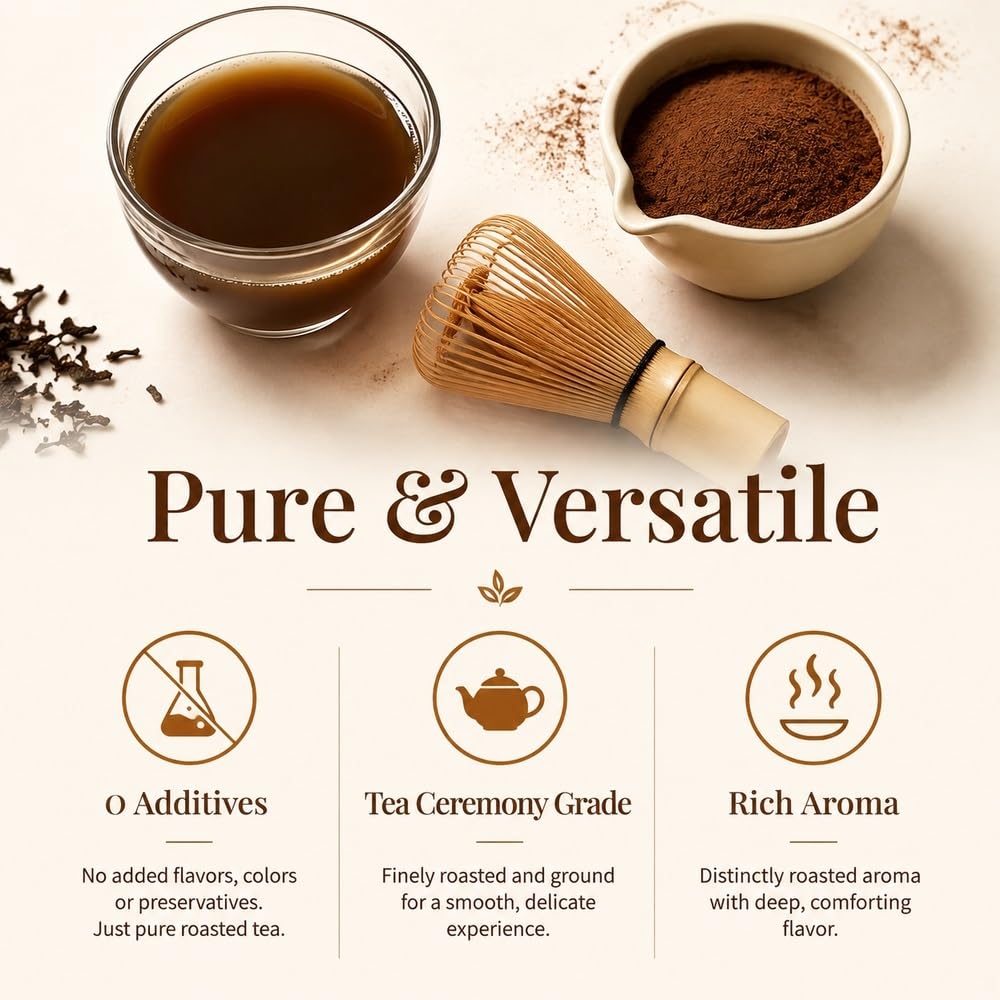 Ceremonialna palona herbata w proszku Hojicha, bez dodatków