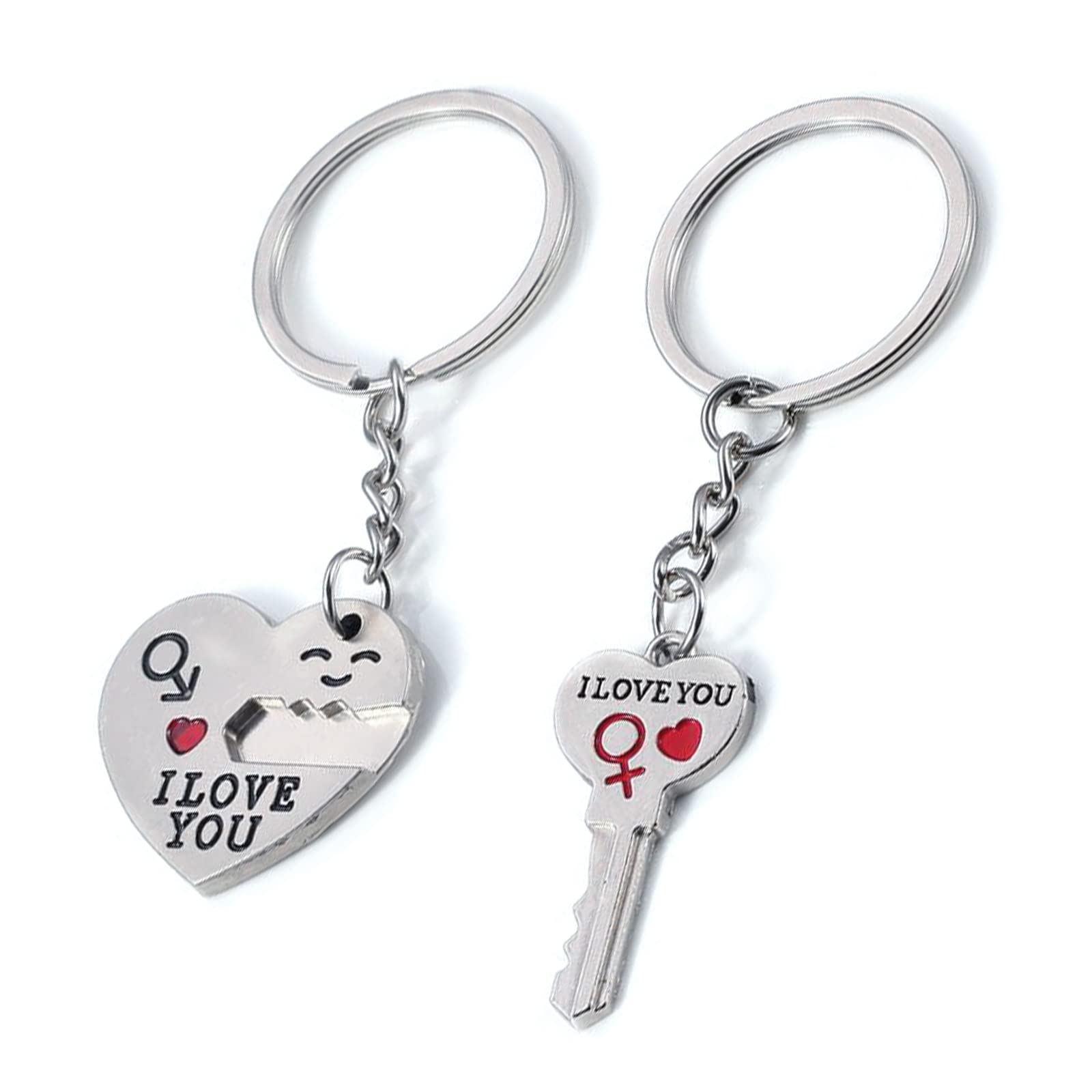 VEGCOO 2 PZ Portachiavi Coppia di Moda Portachiavi Personalizzato Portachiavi in Acciaio Inox Set portachiavi per la Casa Portachiavi Amore Coppia (B