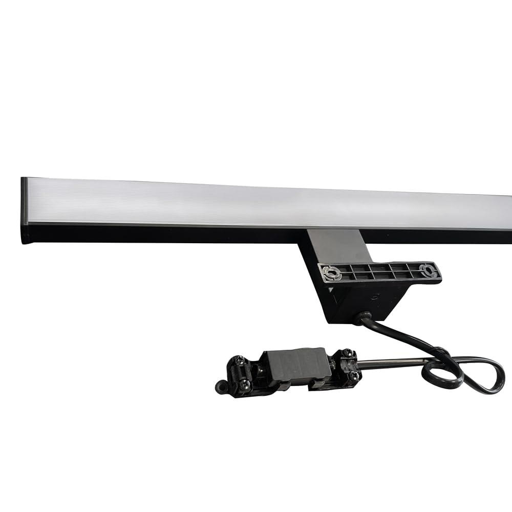 TIBELEC Aplique miroir LED noir 60cm, 12W, 4000 lm, IP44, 4000K, 3 types de fixation, bornier intégré, garantie 5 ans