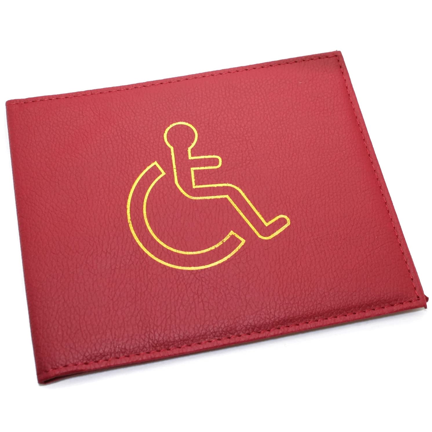 Disabled Badge Holder Cover Wallet Safe Protection Protector Disability Parking Permit Display Metal Corner PU Leather Hologram (Red) โ image 1