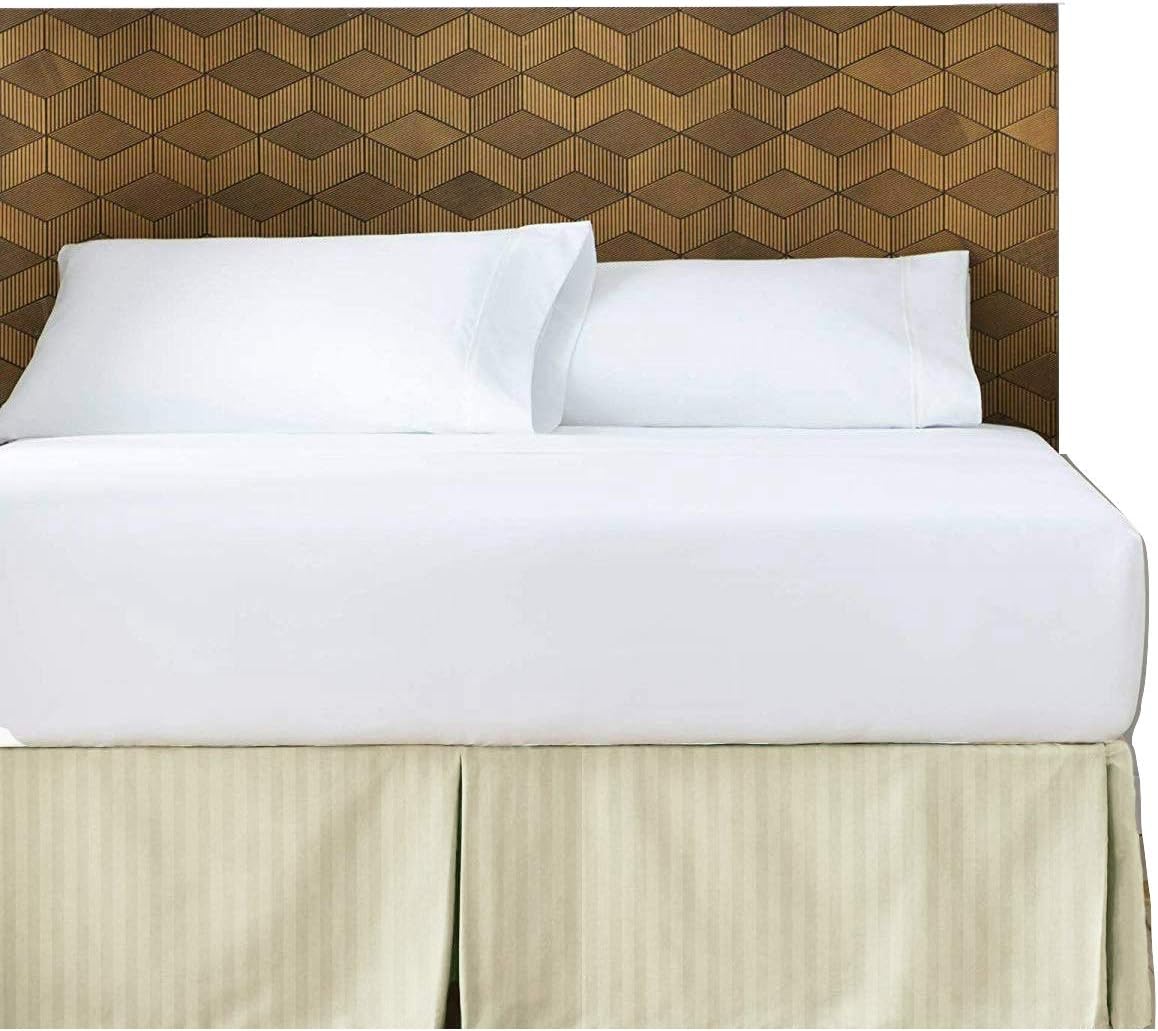 Linen Street Stripe Ivory Bed Skirt Expanded Queen Size 11