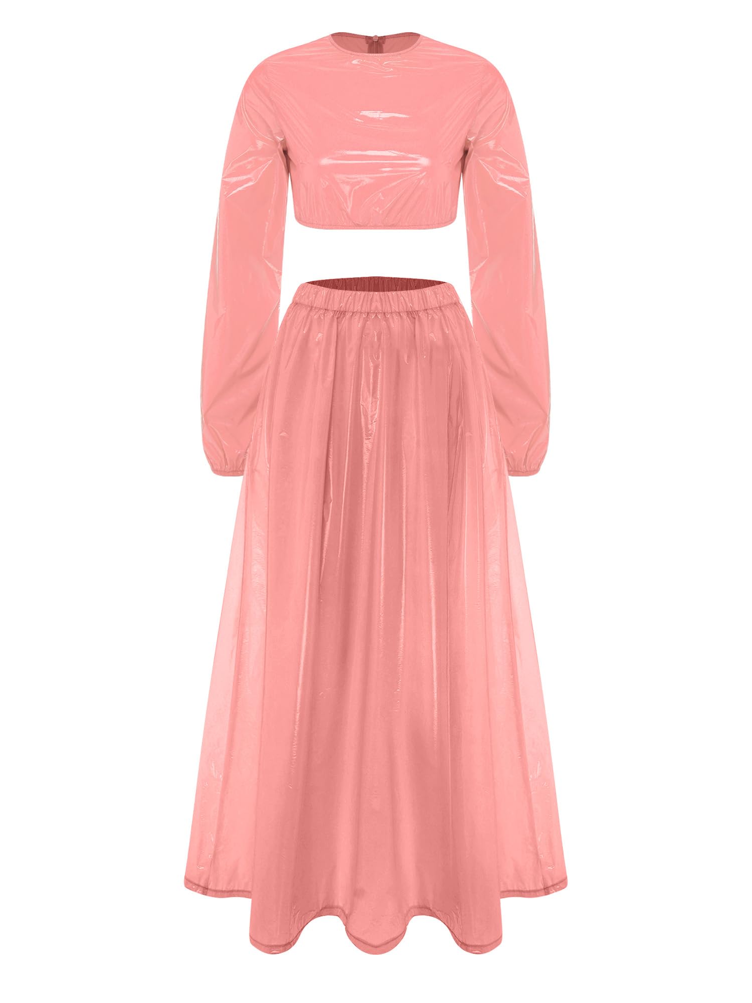Femme Ensemble De Danse Crop Top Et Jupe Maxi Costume Rave Party