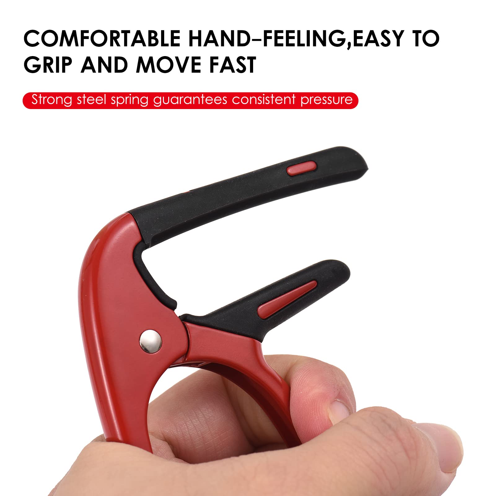 Professional Guitar Capo Zinc Alloy Guitar Tuner with Guitar Pick for Acoustic Guitar Electric Guitar Ukulele Mandolin Comfortable Hand Feeling (Red)