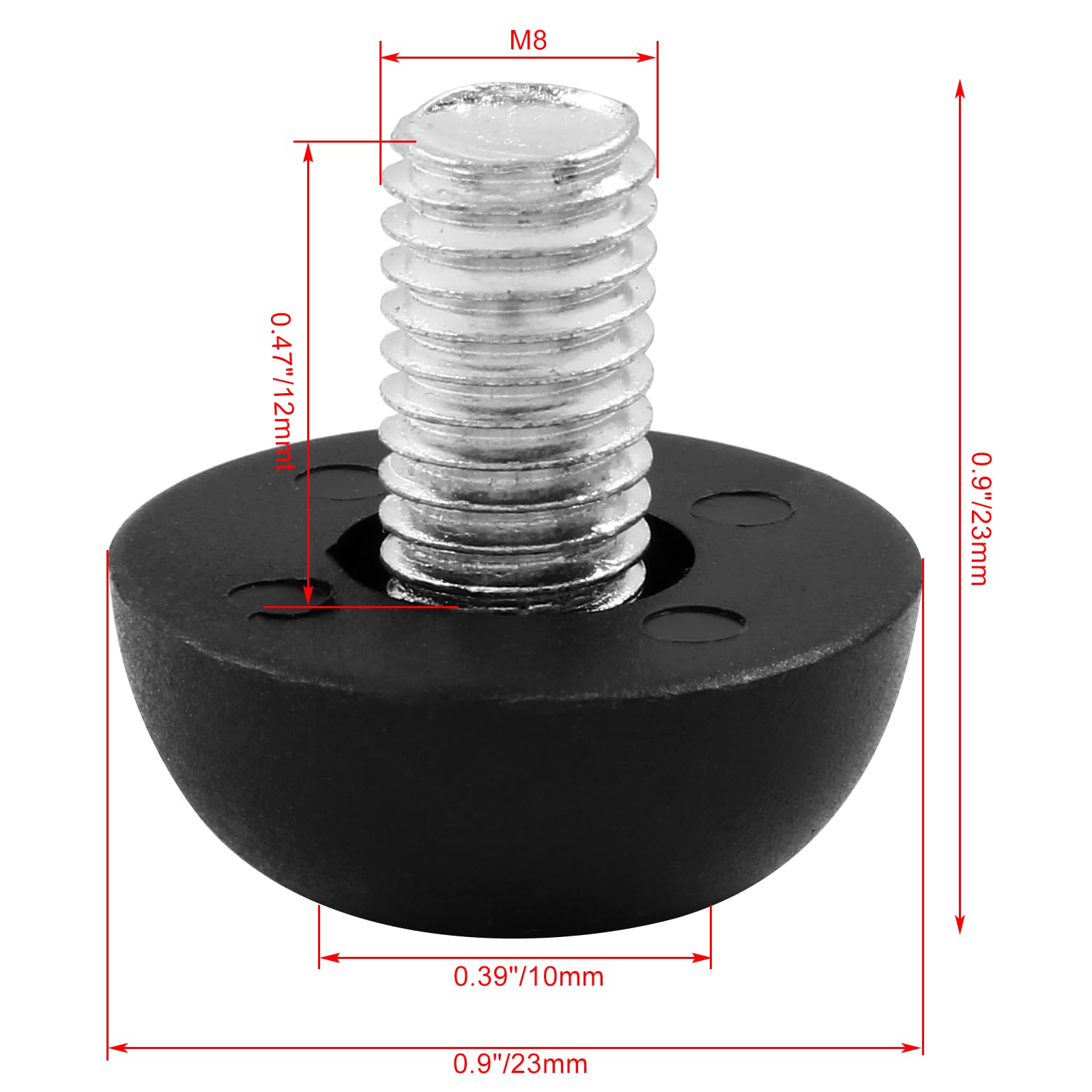 PATIKIL 10-Pack M6 X 24.5mm Threaded Furniture Levelers – Steel & Plastic Adjustable Feet For Tables, Chairs & Cabinets