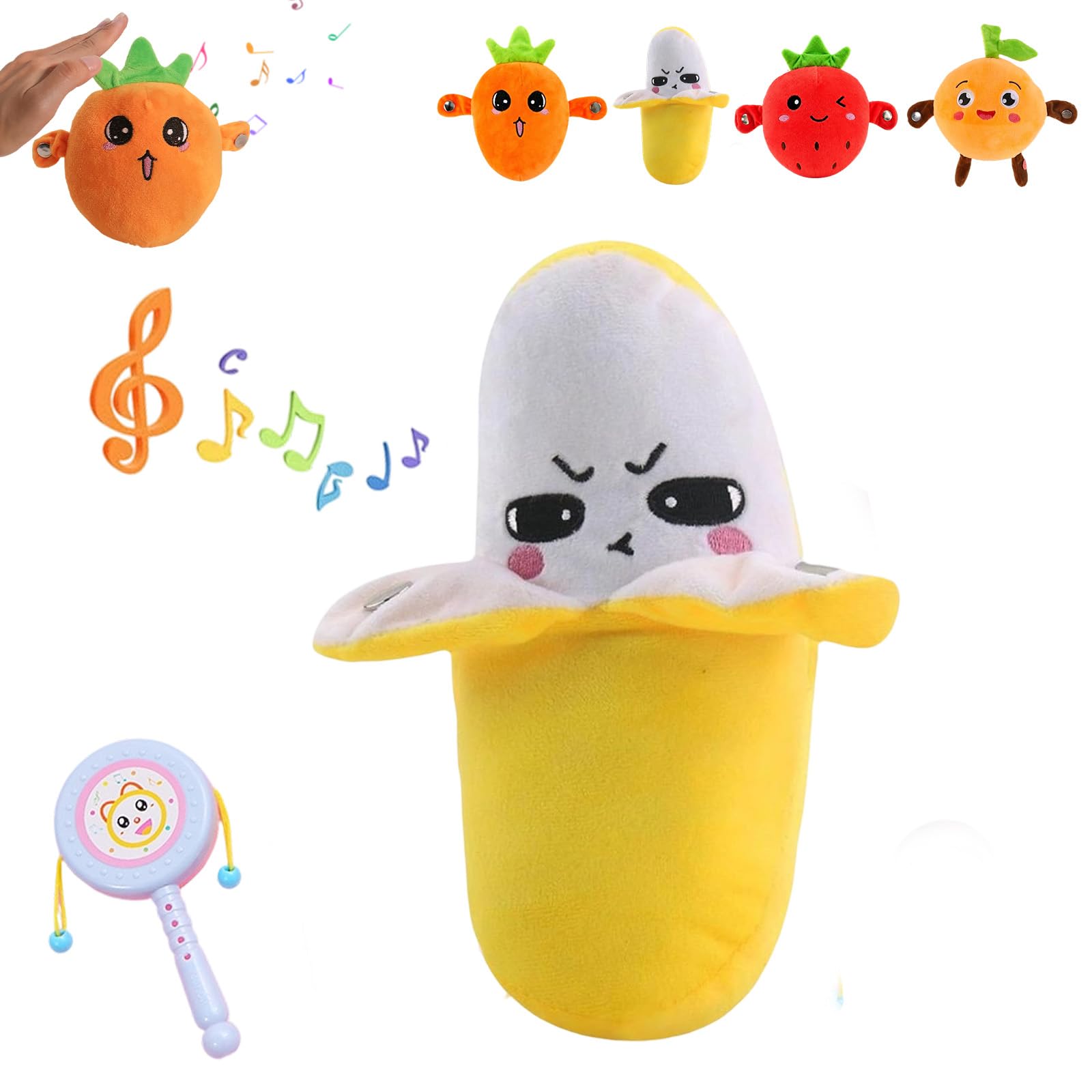 Baby Piano Toys with Metronome Sounds, Interactive Toys Banana Plush for Kids, Touch-Sensitive Musical Fruit Doll, Educational Body-Sensing Rhythm Gift for Boys and Girls (C)