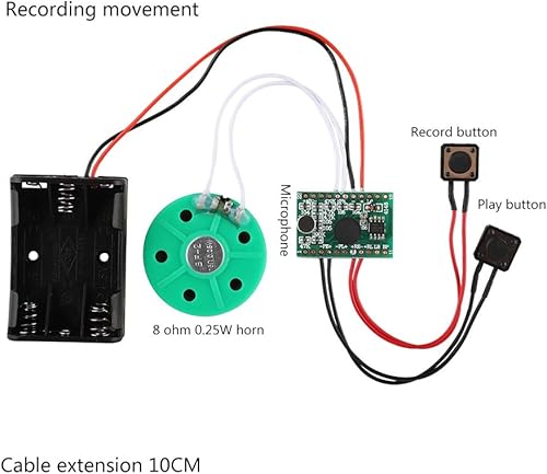 Miniatura 7 de Módulo de tarjeta de felicitación, módulo de tarjeta de felicitación de voz DIY de 60 segundos, módulo de chip de reproductor de grabación de voz de