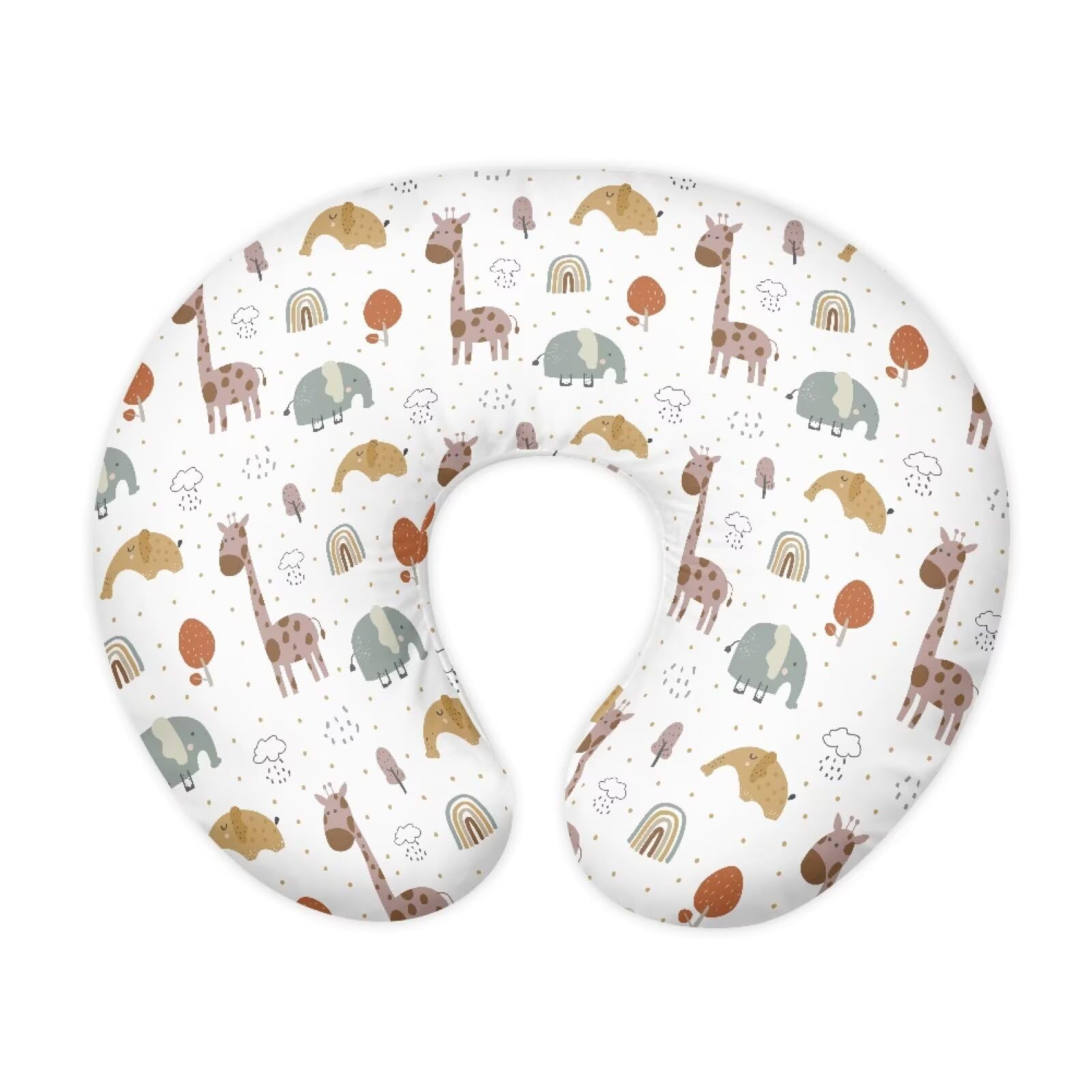 PJHEQOXE Nursing Pillow Cover Stretchy，Breastfeeding Pillow Slipcover For Baby Boys & Girls,Nursing Pillow Case For Newborn Soft Fabric Fits Snug On Infant, Washable & Breathable,Cute Giraffe Elephant
