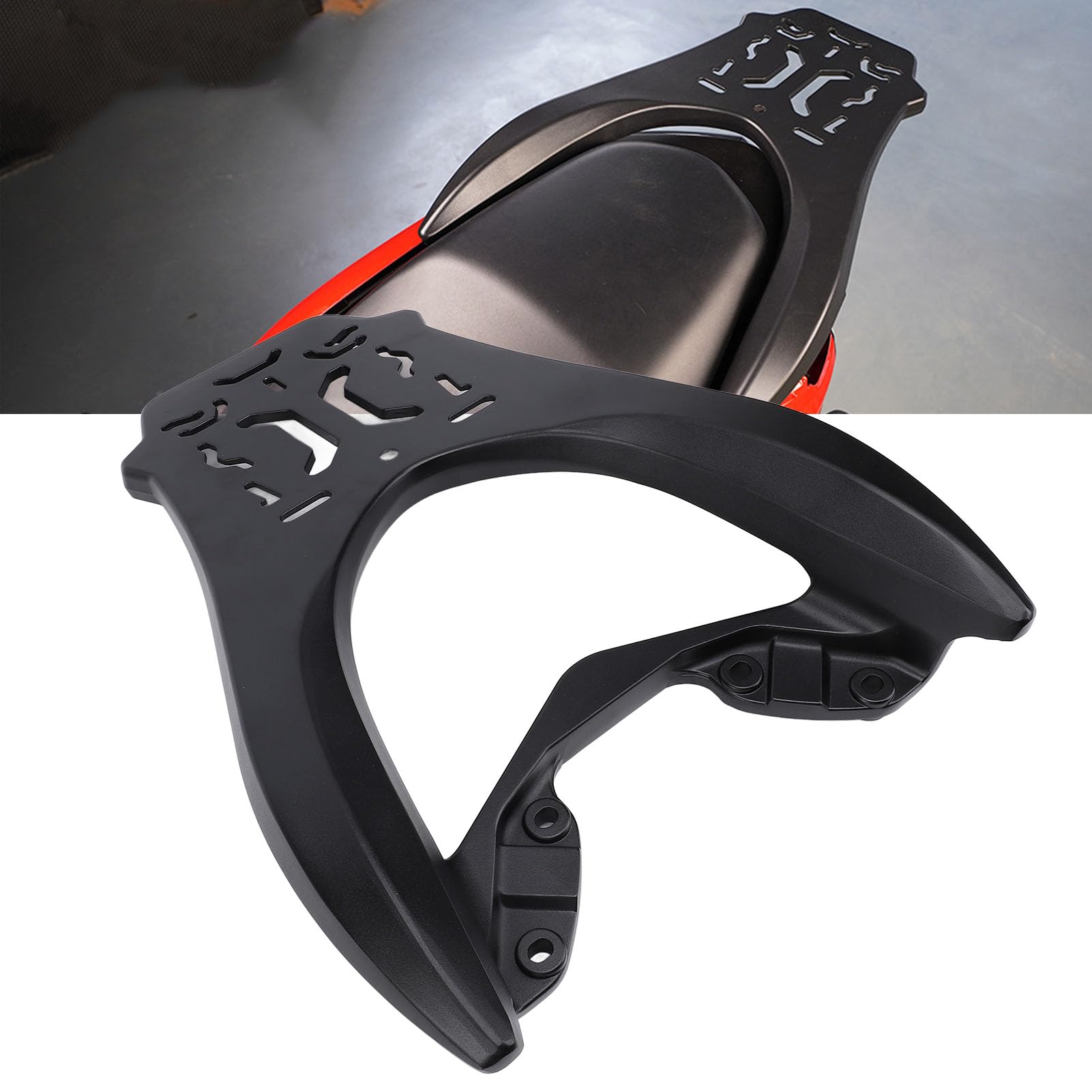 Akozon Portaequipajes Trasero para Motocicleta para Nmax155 2020-2024, Soporte para Portaequipajes de Aleación de Aluminio, Soporte de Alta Carga de 60 Kg/132 ​​LB, Estante de Almacenamiento Trasero
