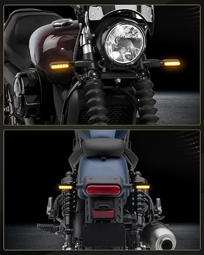 Miniatura 5 de NTHREEAUTO Luces direccionales LED ahumadas para motocicleta, secuenciales, delanteras y traseras, universales, compatibles con Harley Honda,