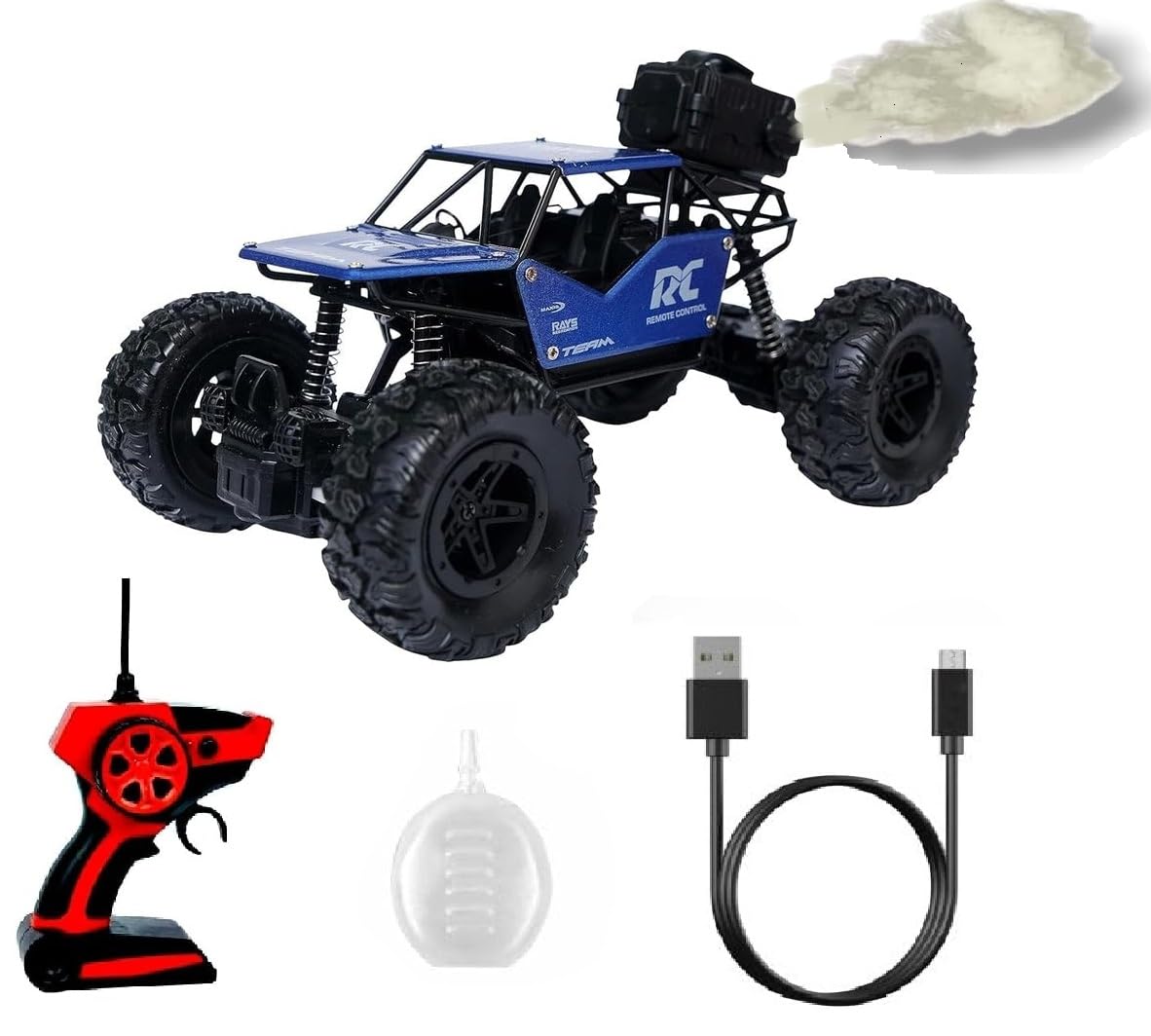 Royals hub Smoke Spray Function Rock Crawler Car Remote Control 5 Function High Speed 1:18 2Wd Off Road Vehicle Toy Cars for Kids Monster Truck Rock Car Climbing Toys for Kids Colors as Per Stock