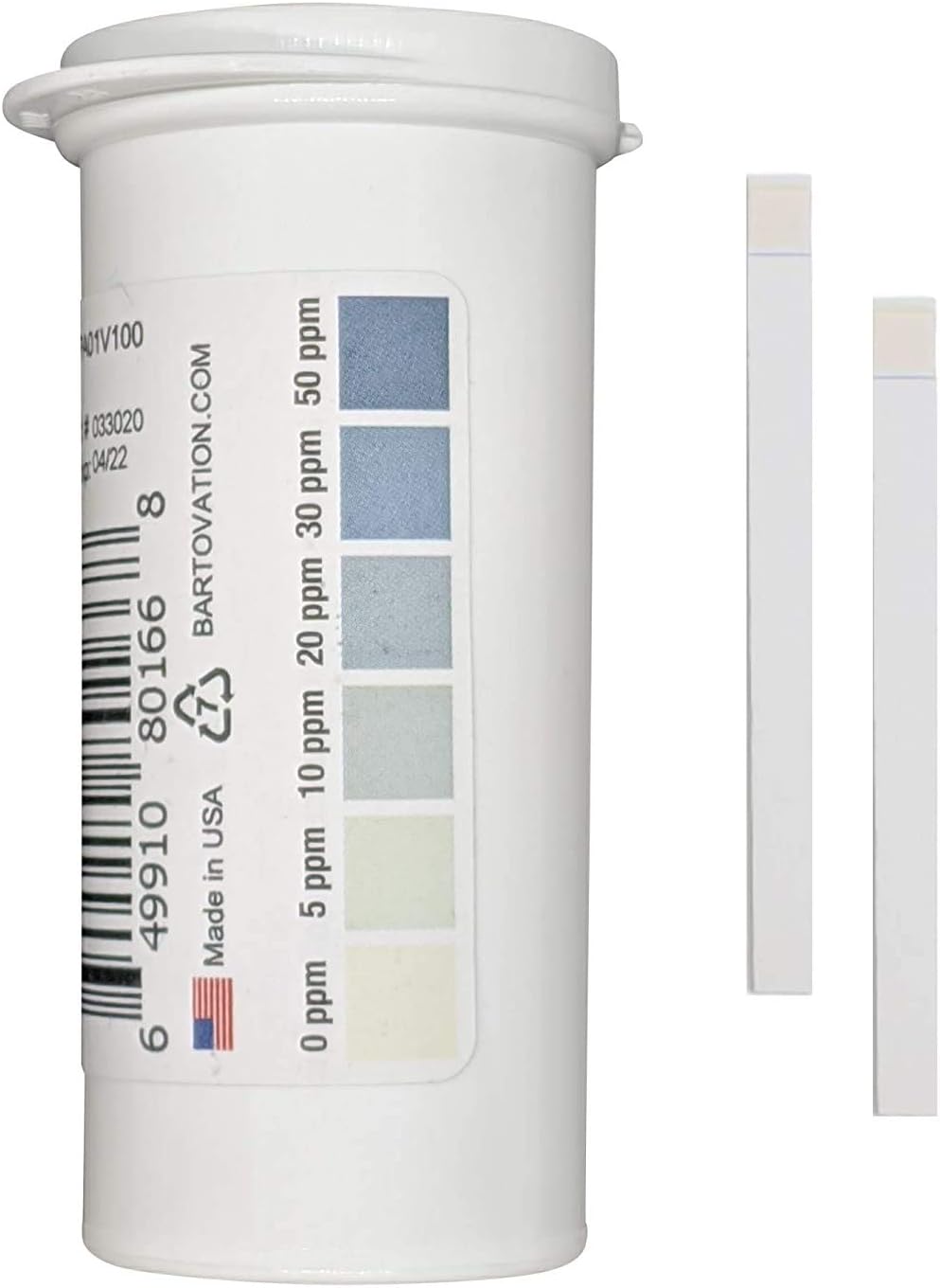 Peracetic Acid Test Strips, 0-50 ppm [Vial of 100 Strips]