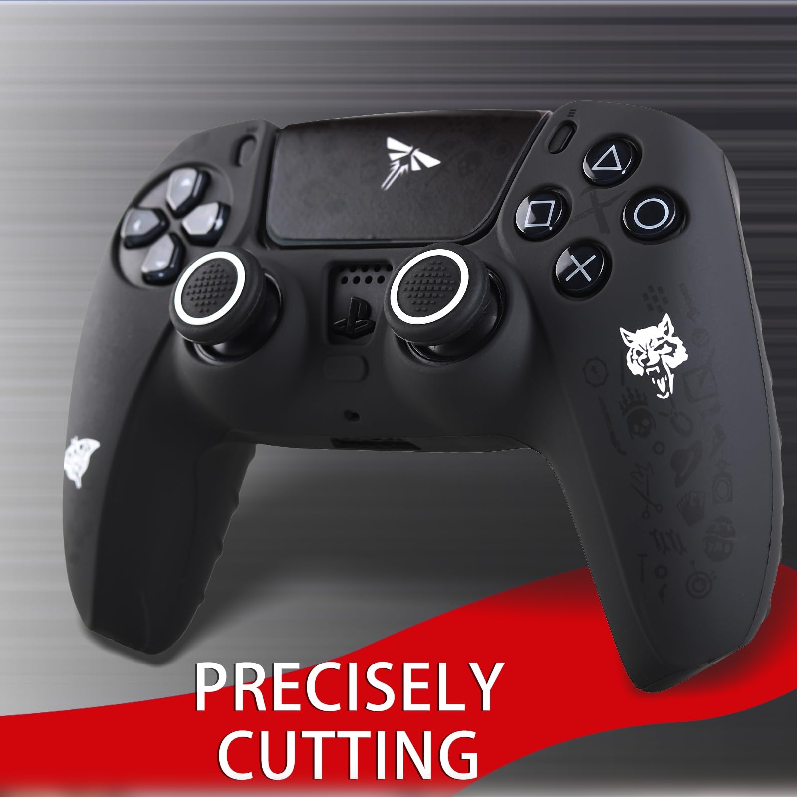 Non-Slip Silicone Cover for PS5 Controller with Thumbstick Caps * 2 & Sticker * 1 WLF