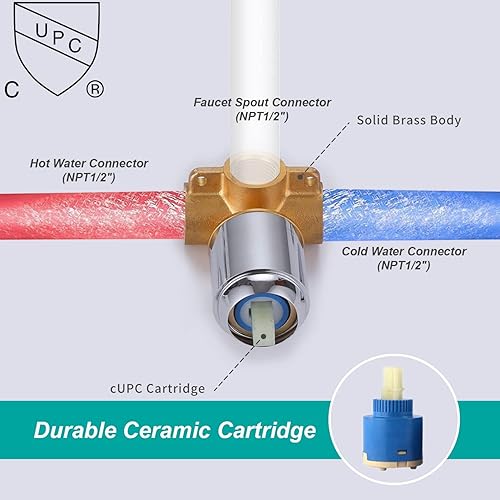 Miniatura 6 de BANGU - Grifo de baño generalizado en cascada para montaje en pared, grifo mezclador de lavabo, grifo de llenado de tina de cascada, grifo de