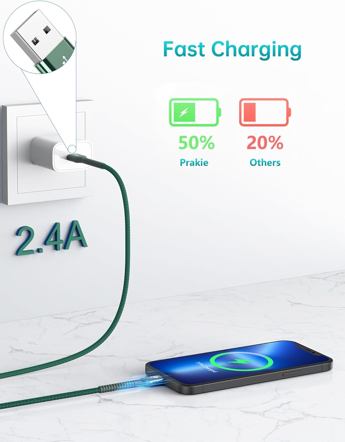 iPhone Charger Cable 2Pack 6FT, [Apple MFi Certified] Lightning Cable, iPhone Fast Charging Cord Extra Durable USB A to Lightning Cable Compatible with iPhone 14 13 12 11 Pro Max and More (Green) 6FT USB A to Lightning Green