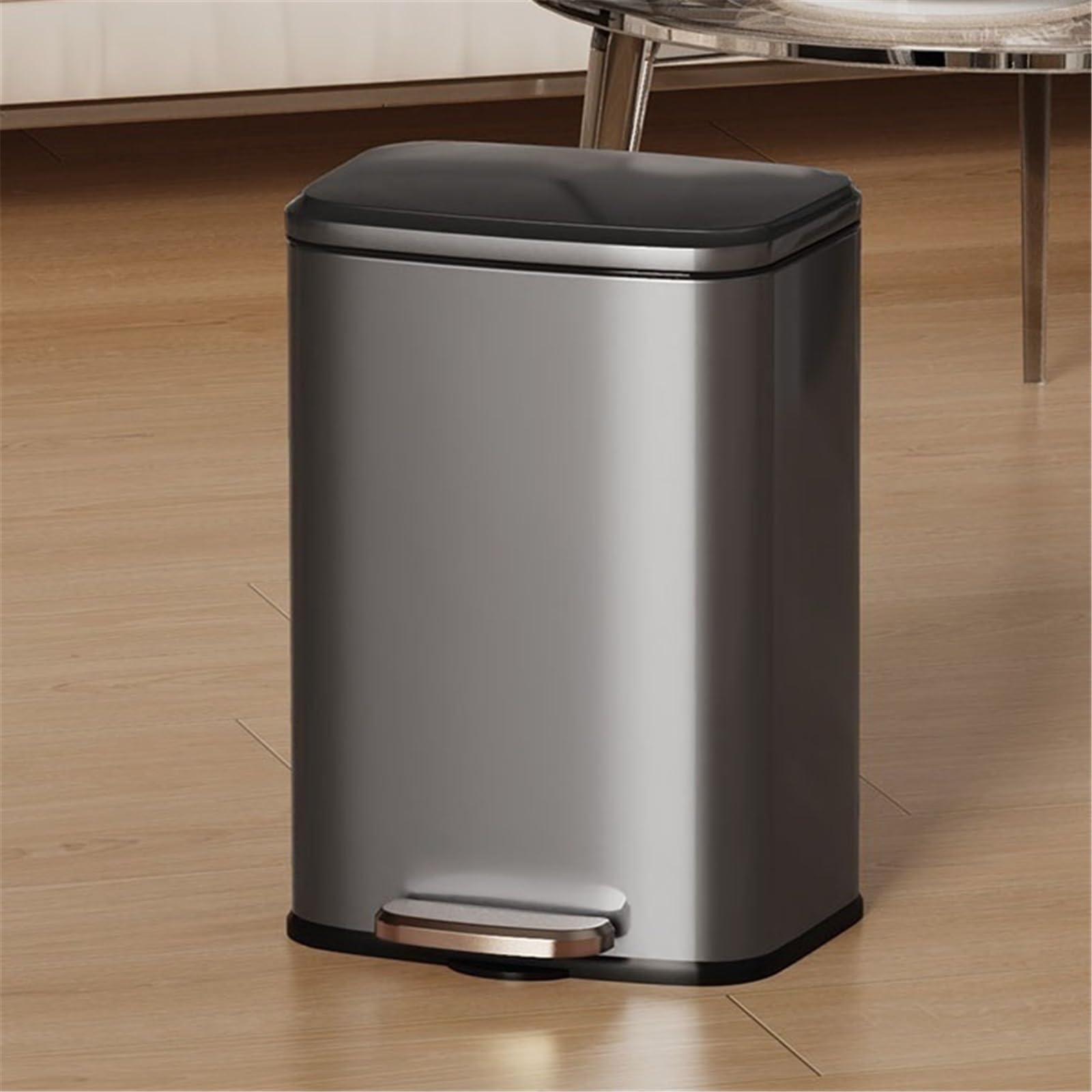 Cubo de basura y residuos para interiores de cocin Contenedores De Basura Con Pedal for Baños Y Oficinas bote de basura(Negro)