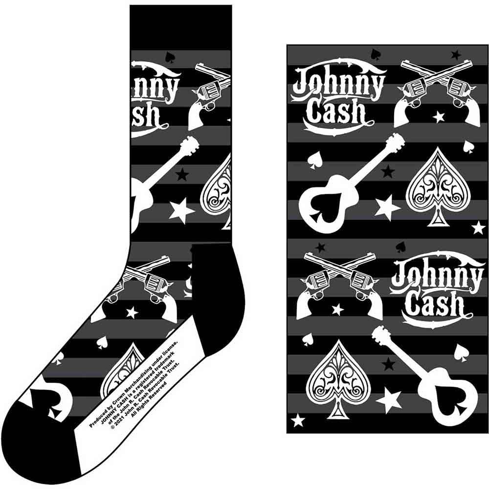 Paradiso Clothing Unisex Black Johnny Cash Guitars N Guns Socks