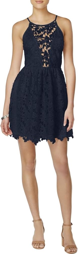 slim fit dress slacks Light Blue Halter Mini Dress - Catherine Dress with Flare Skirt main image 1