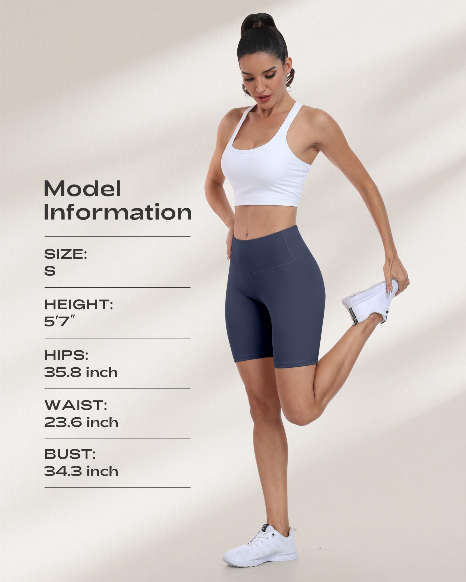 Pantalones cortos de ciclismo para mujer, cintura alta, control de abdomen, suaves, atléticos, gimnasio, yoga — view 5